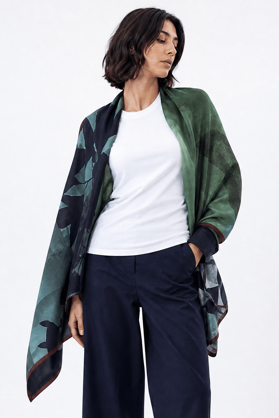 SILK TWILL RECTANGLE SCARF REVES SARCELLE - Jarbo