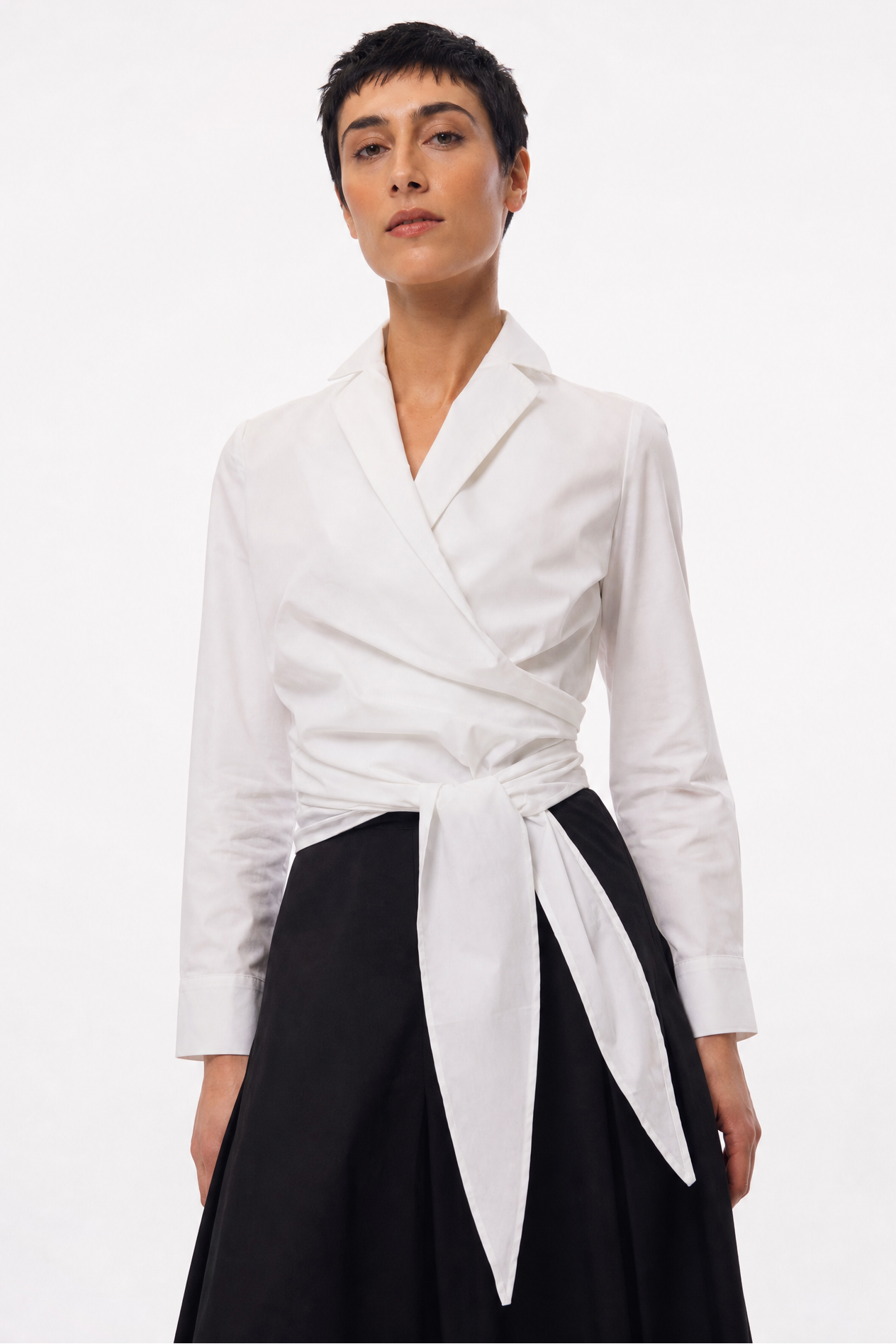 TORINO WRAP SHIRT IN ITALIAN FINE STRETCH COTTON