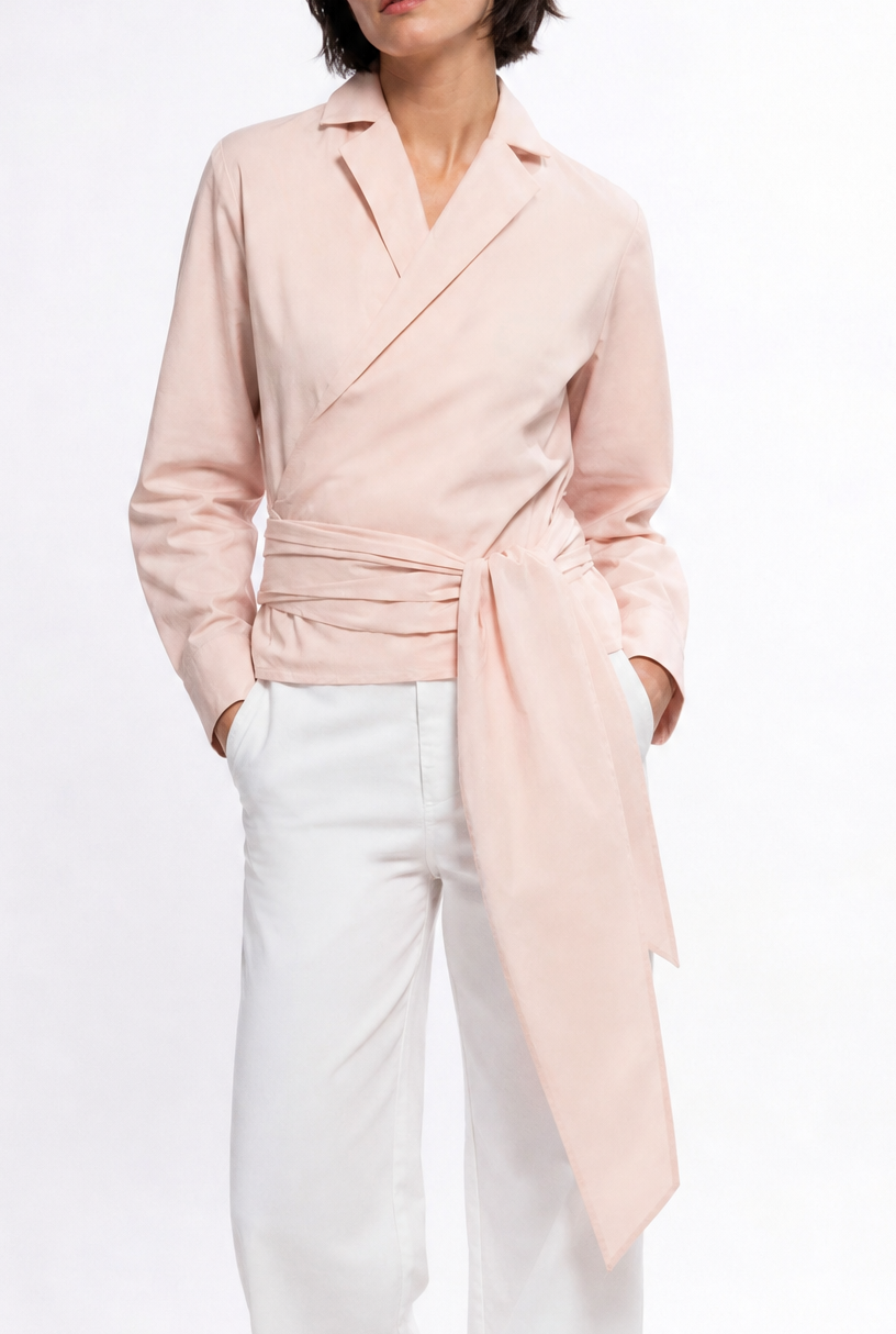 TORINO WRAP SHIRT IN ITALIAN FINE STRETCH COTTON