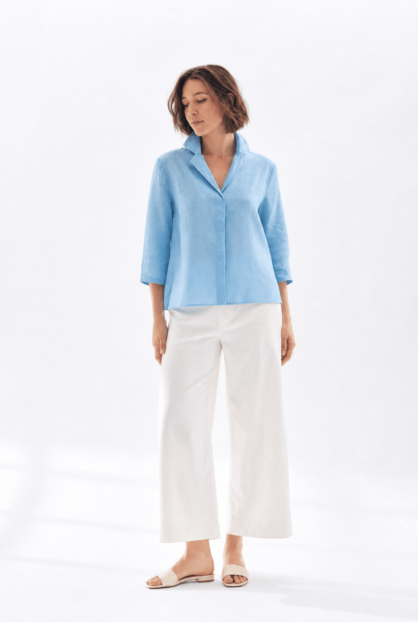 SORELLA SHIRT IN ITALIAN LINEN STRETCH - Jarbo