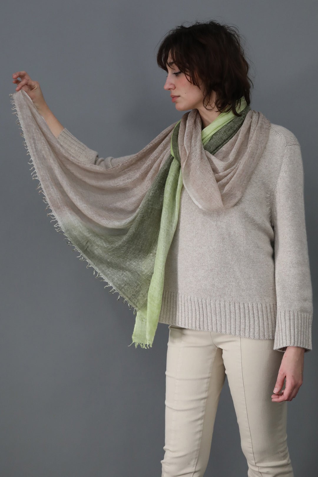 SPRING COCOA SCARF IN HAND DYED CASHMERE - Jarbo