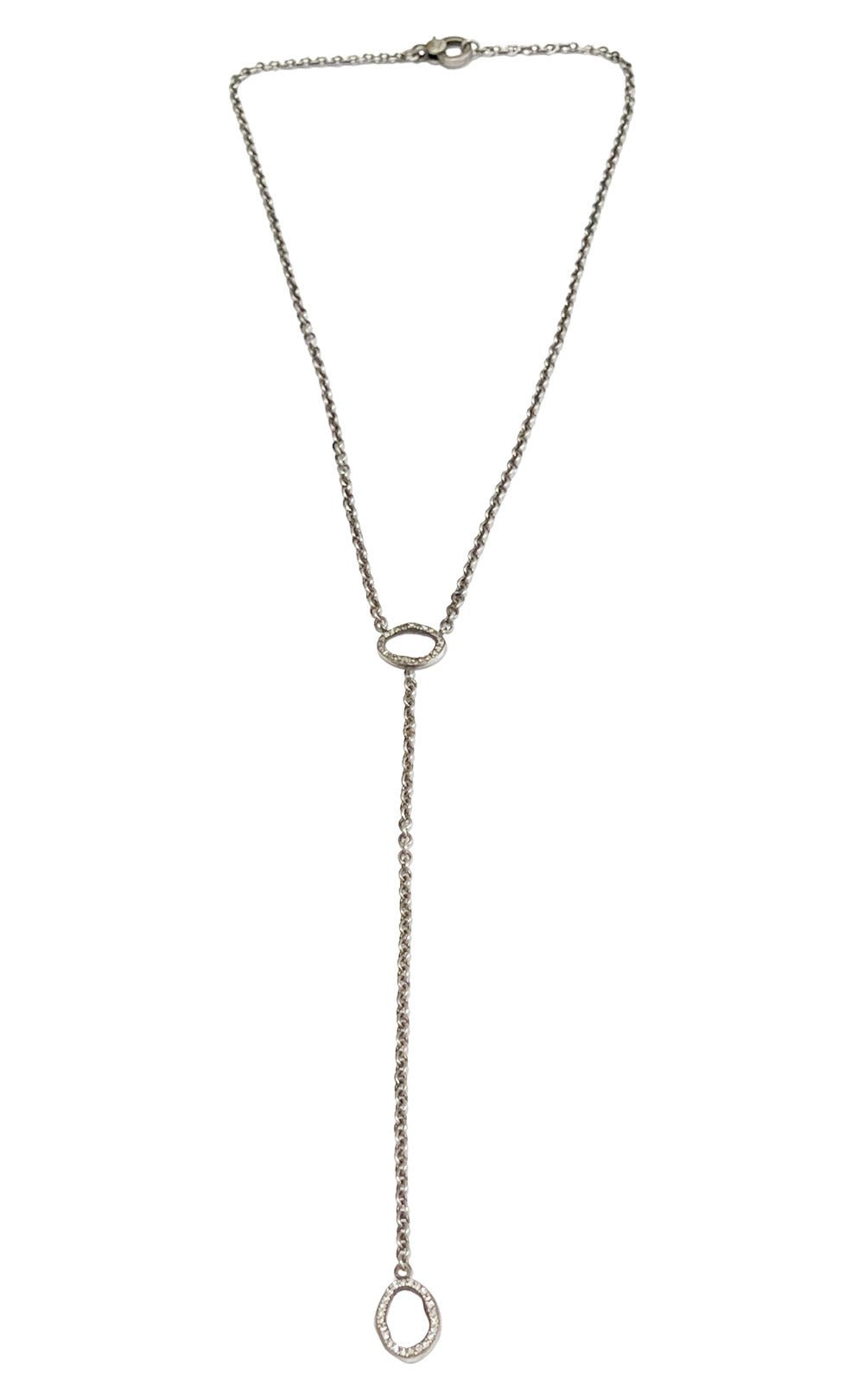 STERLING SILVER DIAMOND LARIAT NECKLACE - Jarbo