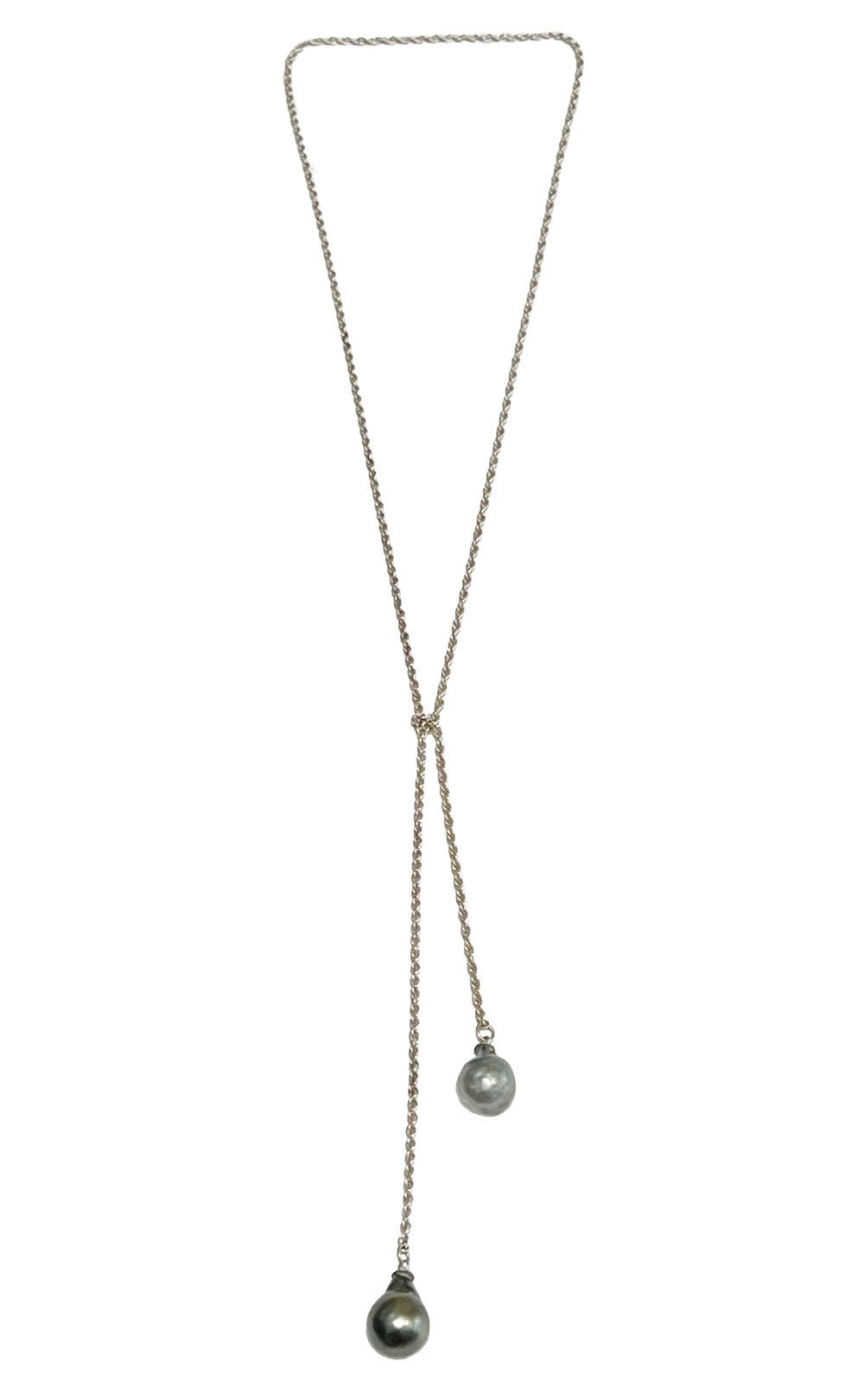 STERLING SILVER TAHITIAN PEARL NEGLIGE NECKLACE - Jarbo