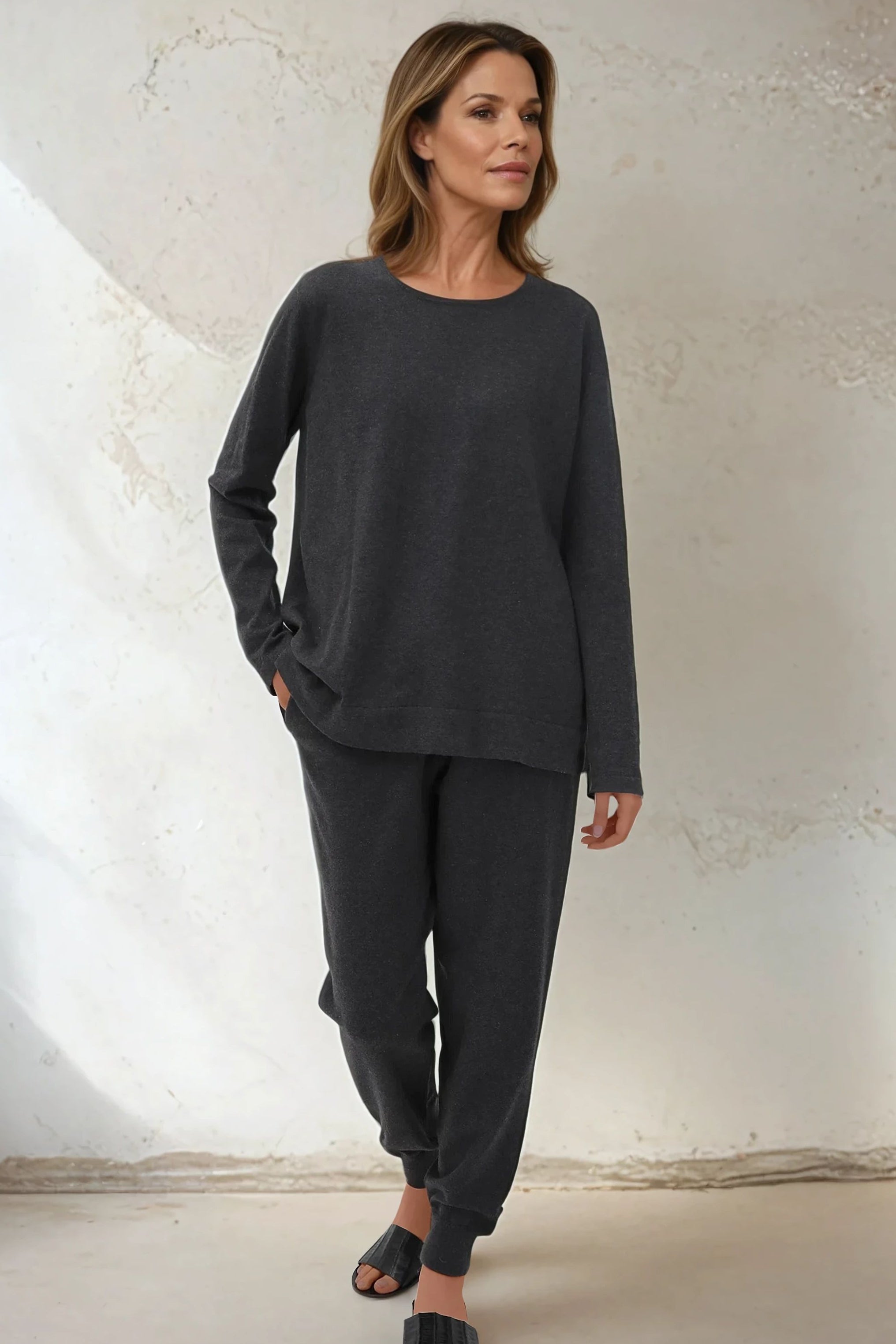 STEVIE LONG SLEEVE CREW IN KNIT PIMA COTTON - Jarbo