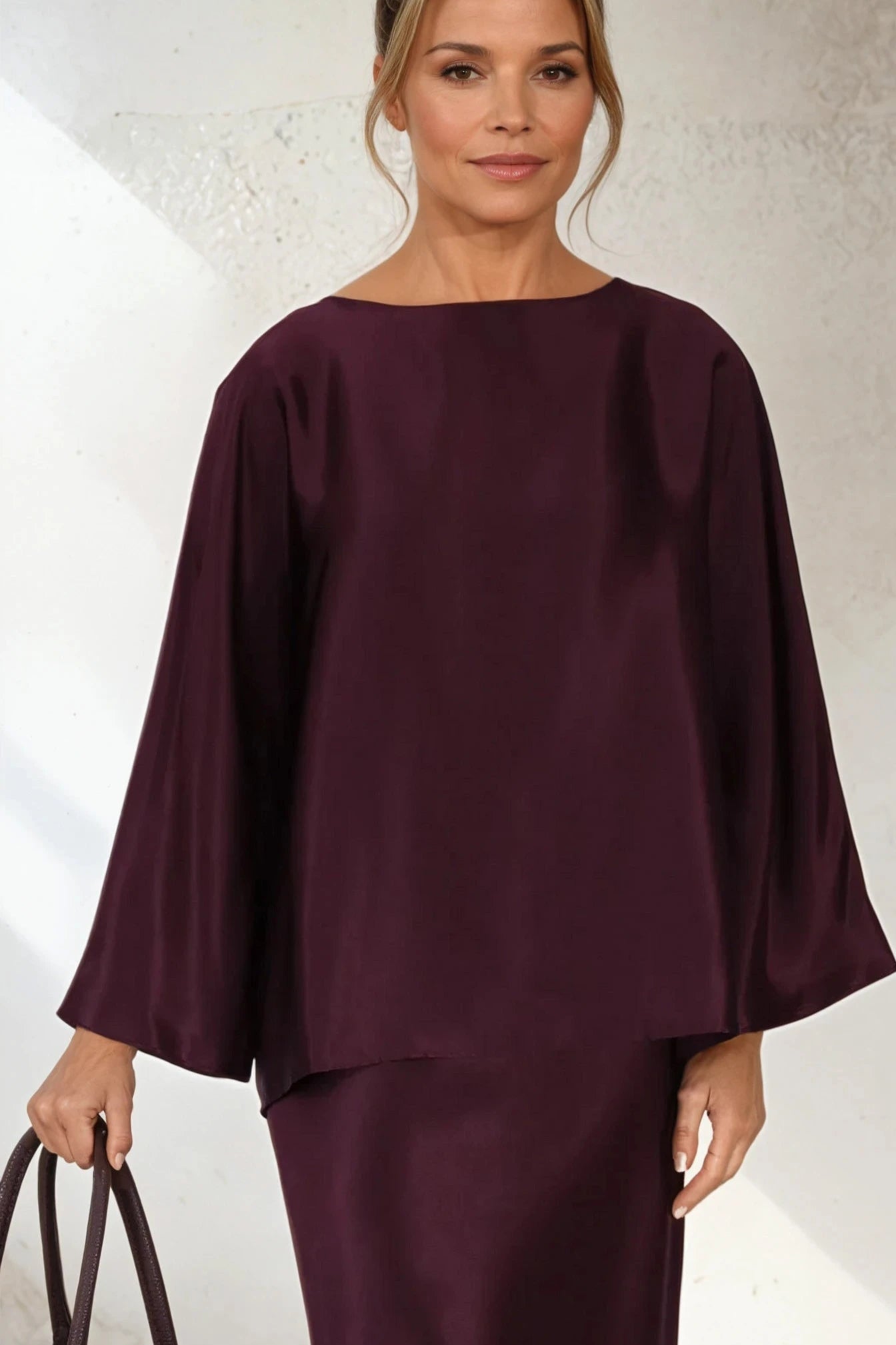 SYLVIE BRACELET SLEEVE BLOUSE IN SILK CHARMEUSE - Jarbo