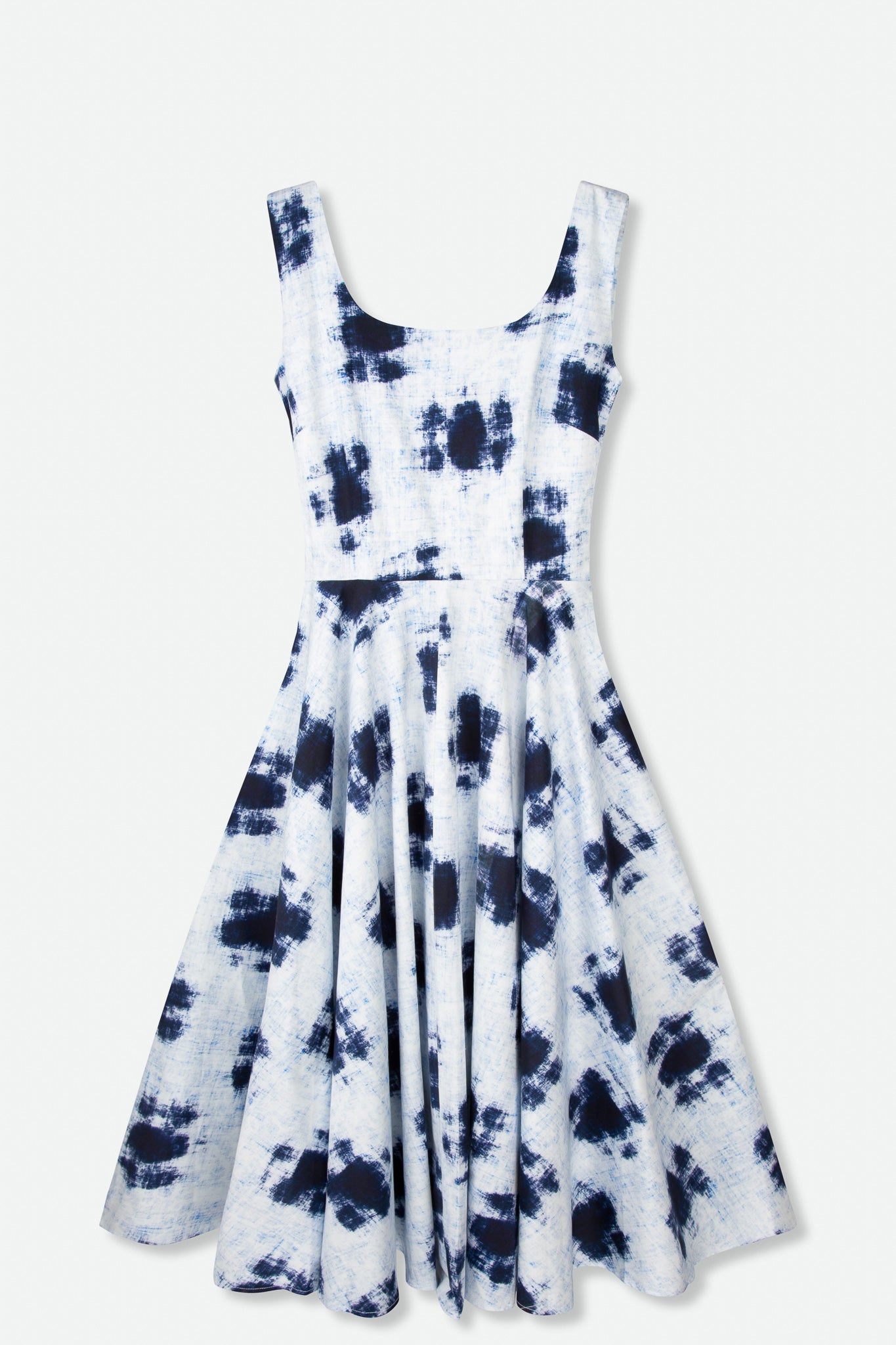 TARAIS ROUNDED NECK SLEEVELESS DRESS IN ITALIAN COTTON STRETCH - Jarbo