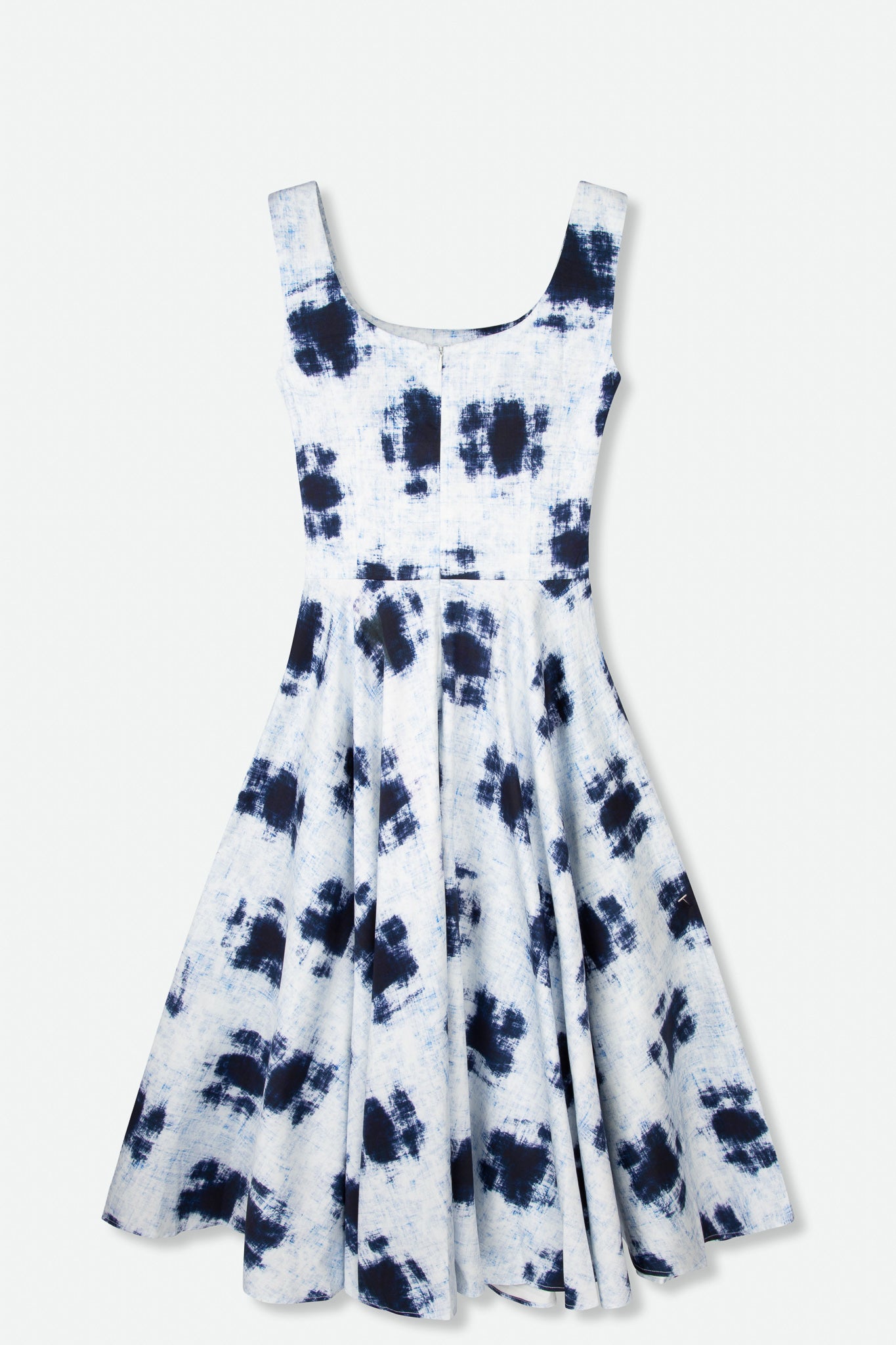 TARAIS ROUNDED NECK SLEEVELESS DRESS IN ITALIAN COTTON STRETCH - Jarbo