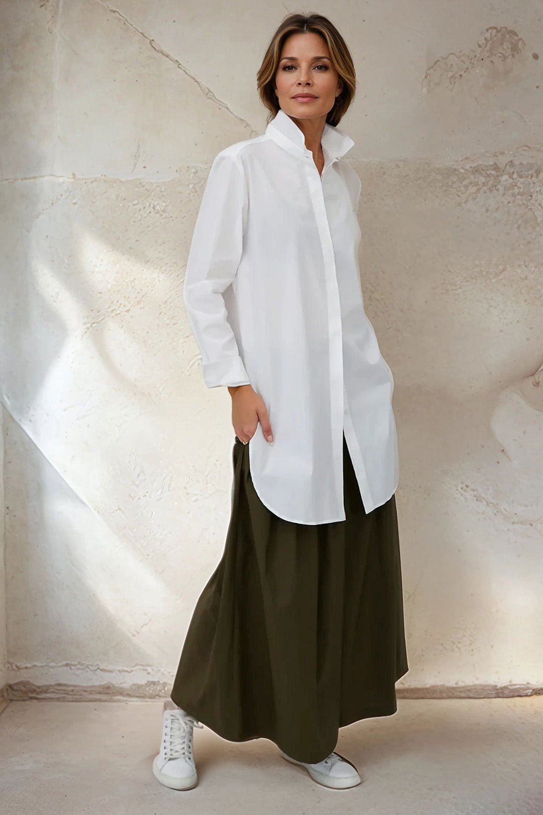 THE PERFECT SHIRT LENGTHENED IN ITALIAN COTTON STRETCH - Jarbo