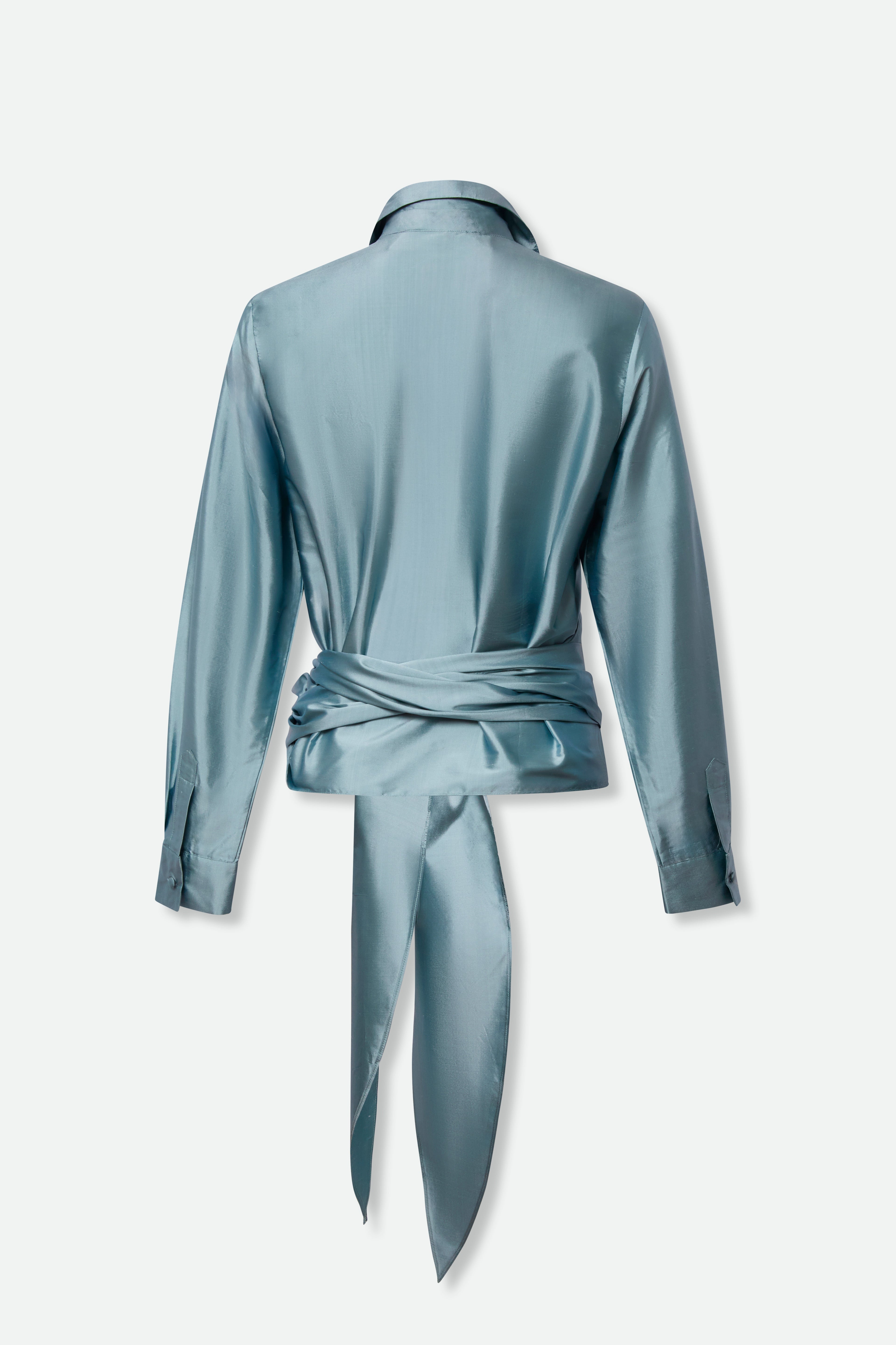 TORINO WRAP SHIRT IN DUPIONI SILK - Jarbo