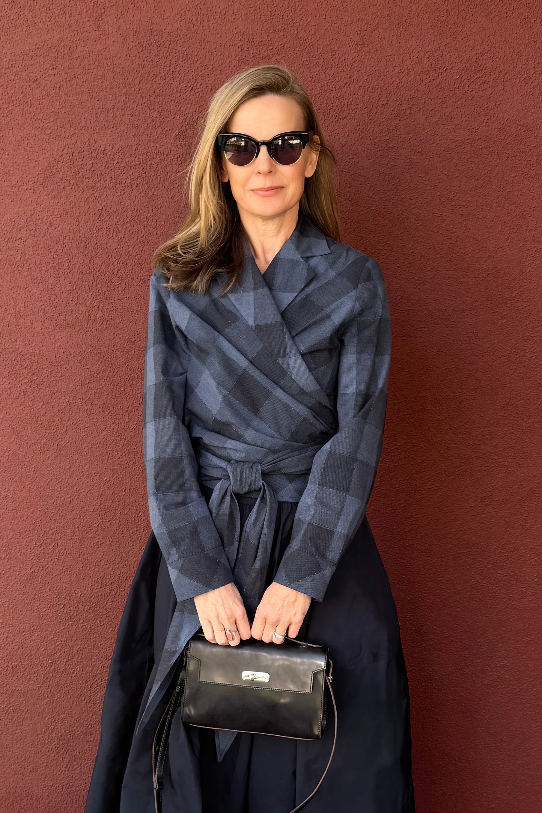 TORINO WRAP SHIRT IN ITALIAN COTTON BLUE PLAID - Jarbo
