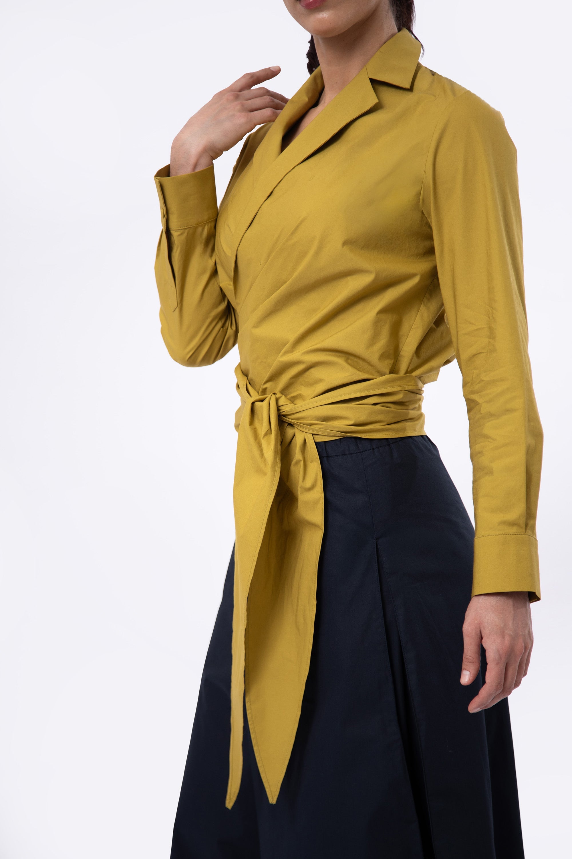 TORINO WRAP SHIRT IN ITALIAN FINE STRETCH COTTON - Jarbo