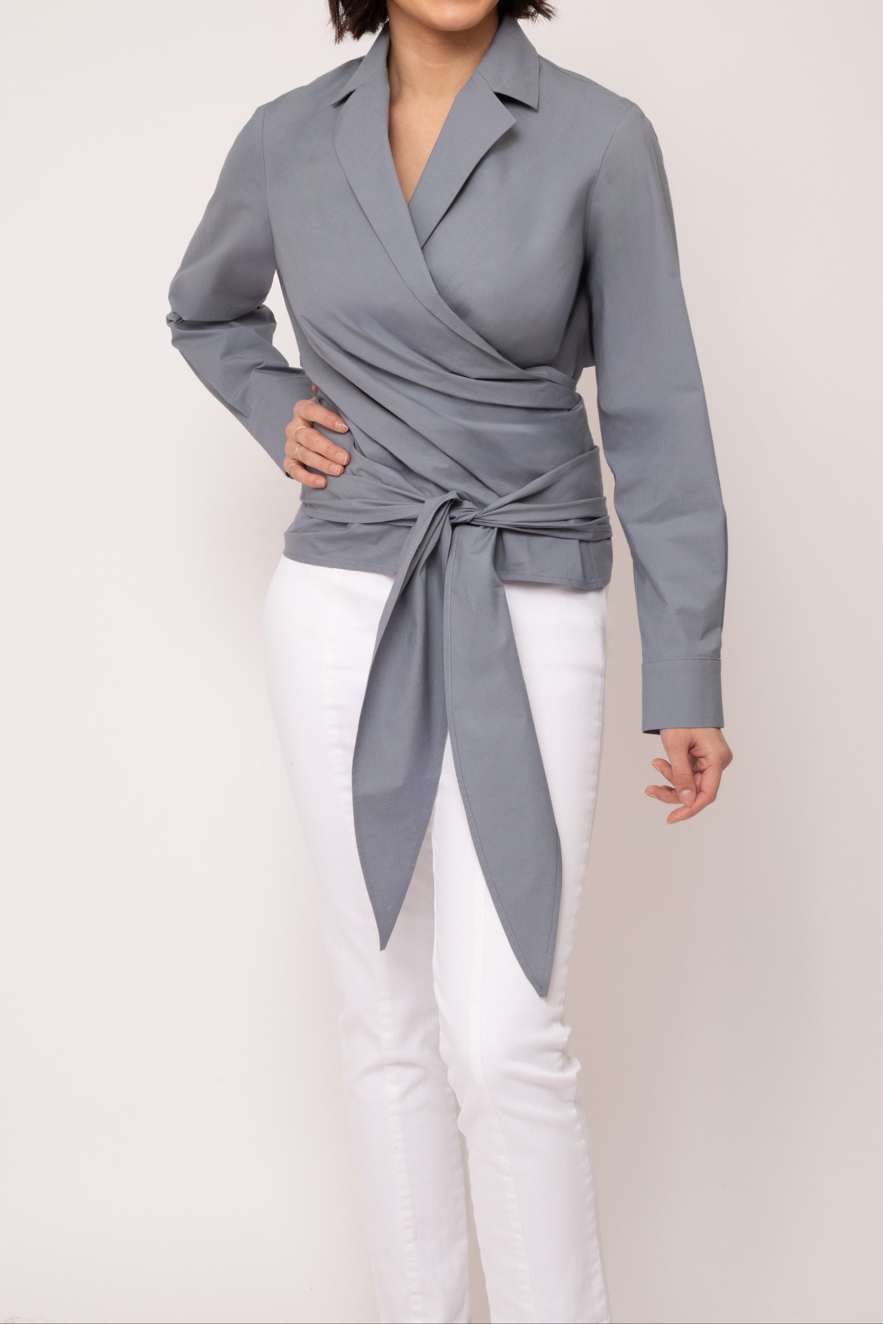 TORINO WRAP SHIRT IN ITALIAN FINE STRETCH COTTON - Jarbo