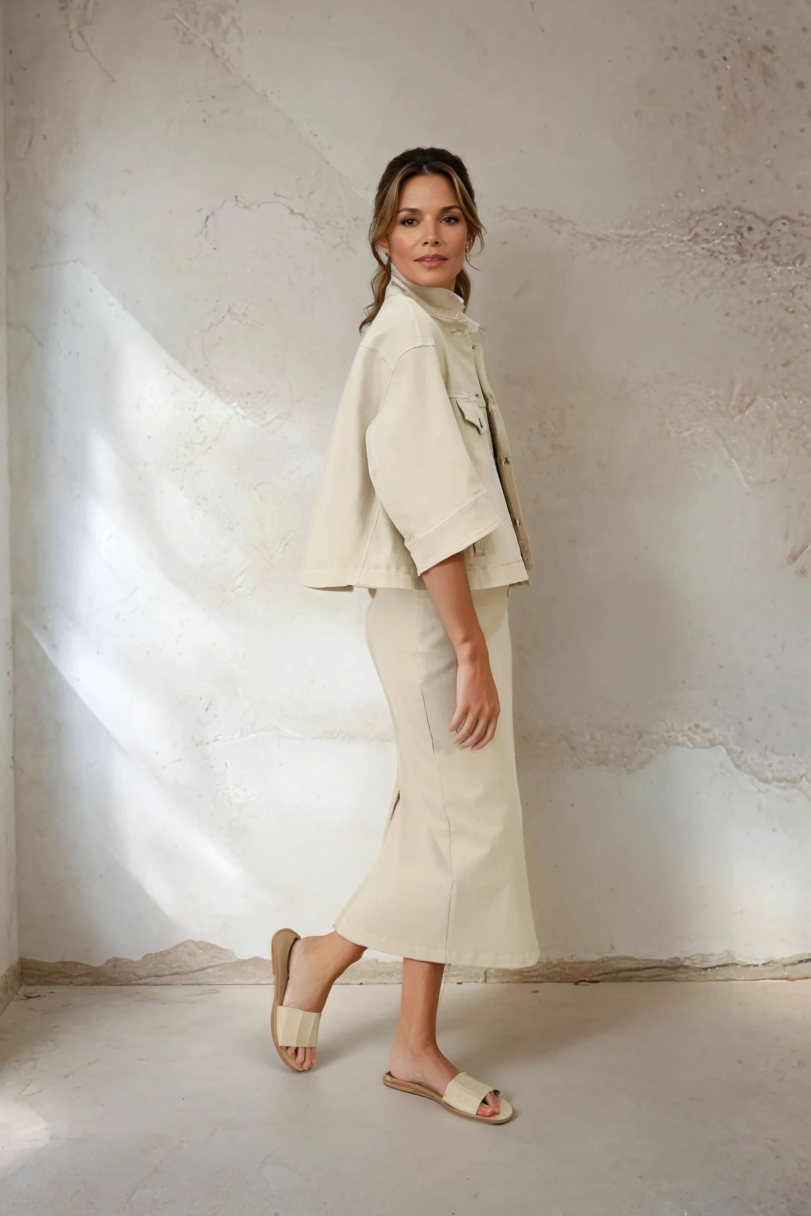 LAUREN SKIRT IN GARMENT-DYED ITALIAN STRETCH DENIM