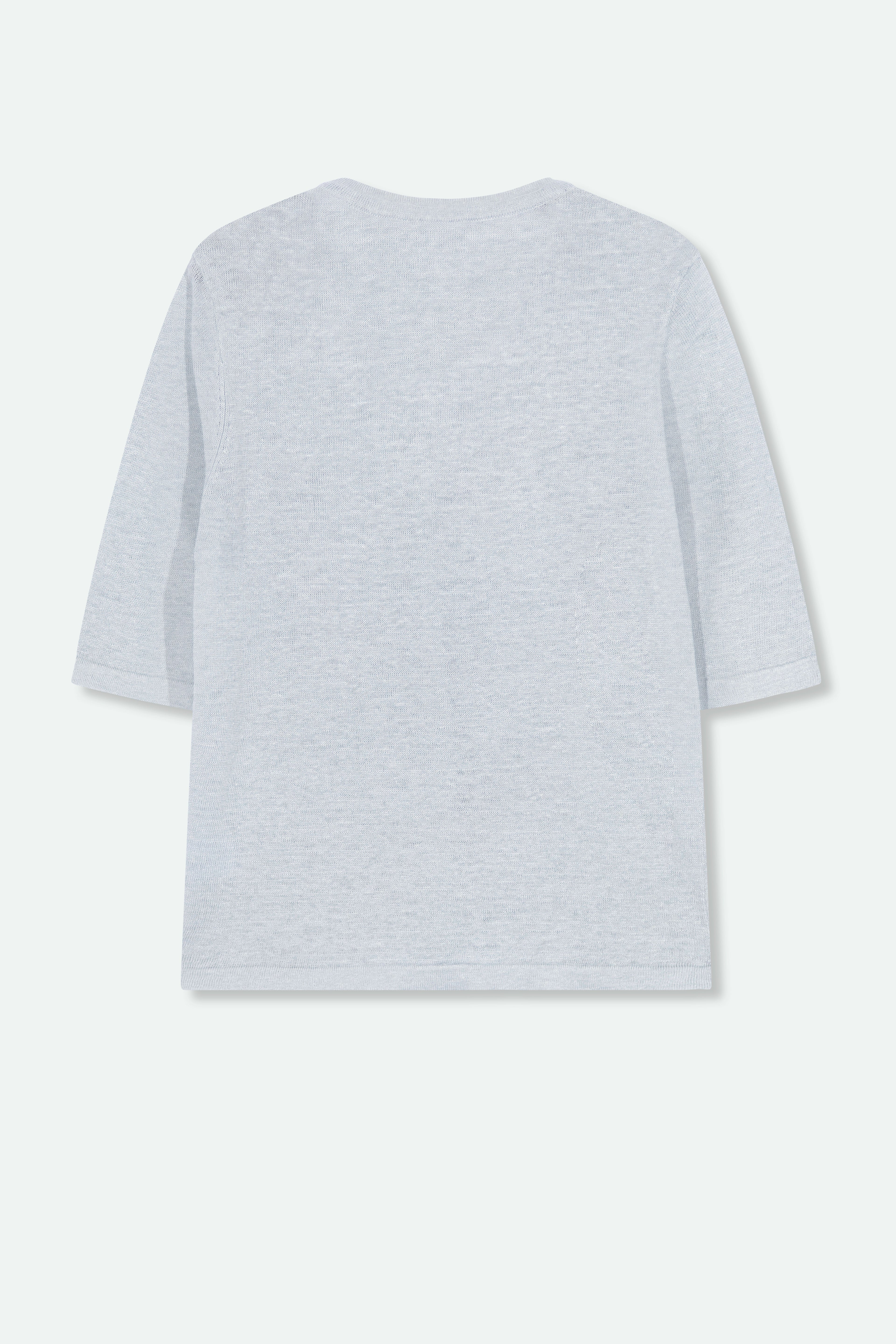 VERO V-NECK IN FINE GAUGE ITALIAN LINEN KNIT - Jarbo