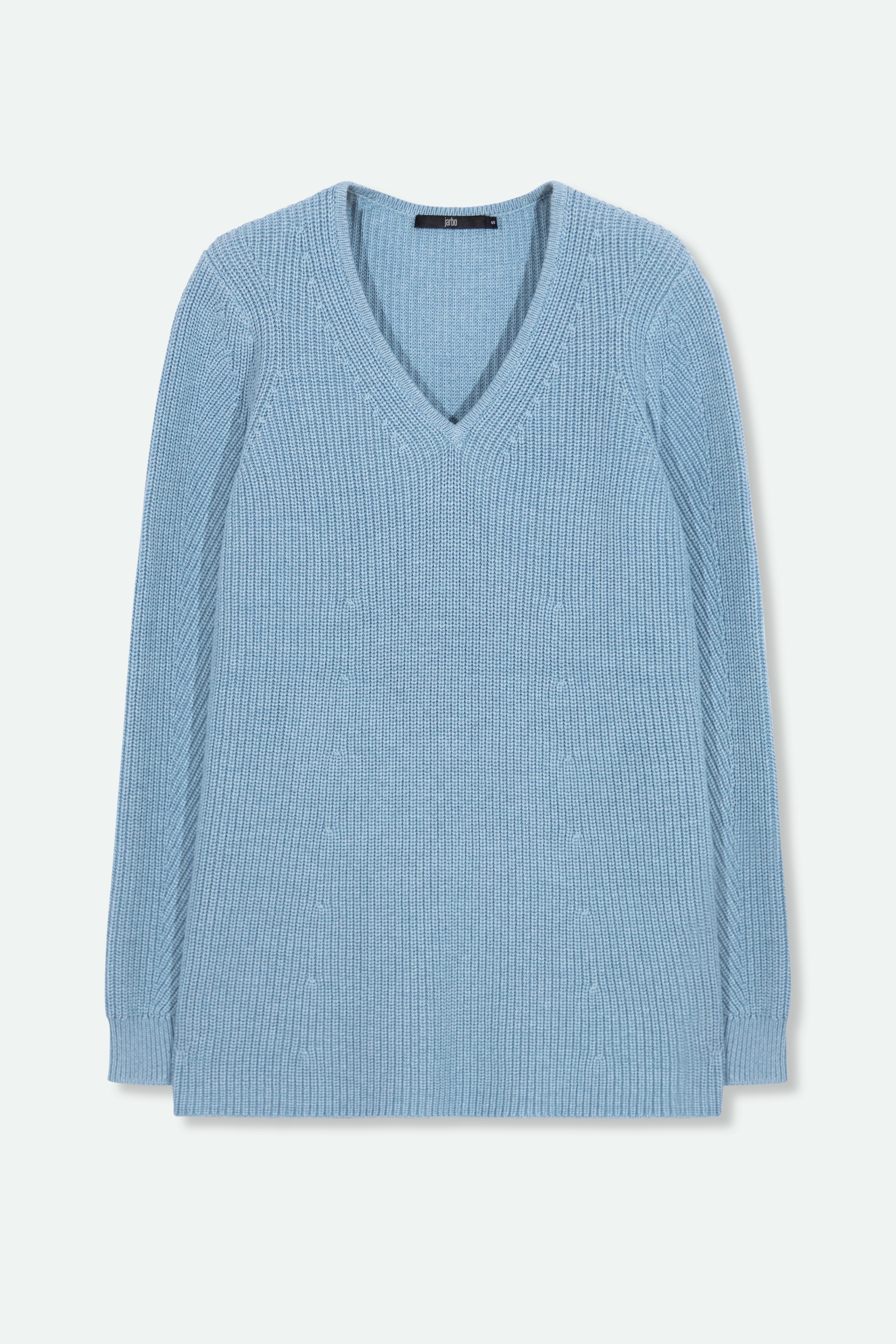 VITTORIA LONGLINE V-NECK IN ITALIAN COTTON KNIT - Jarbo