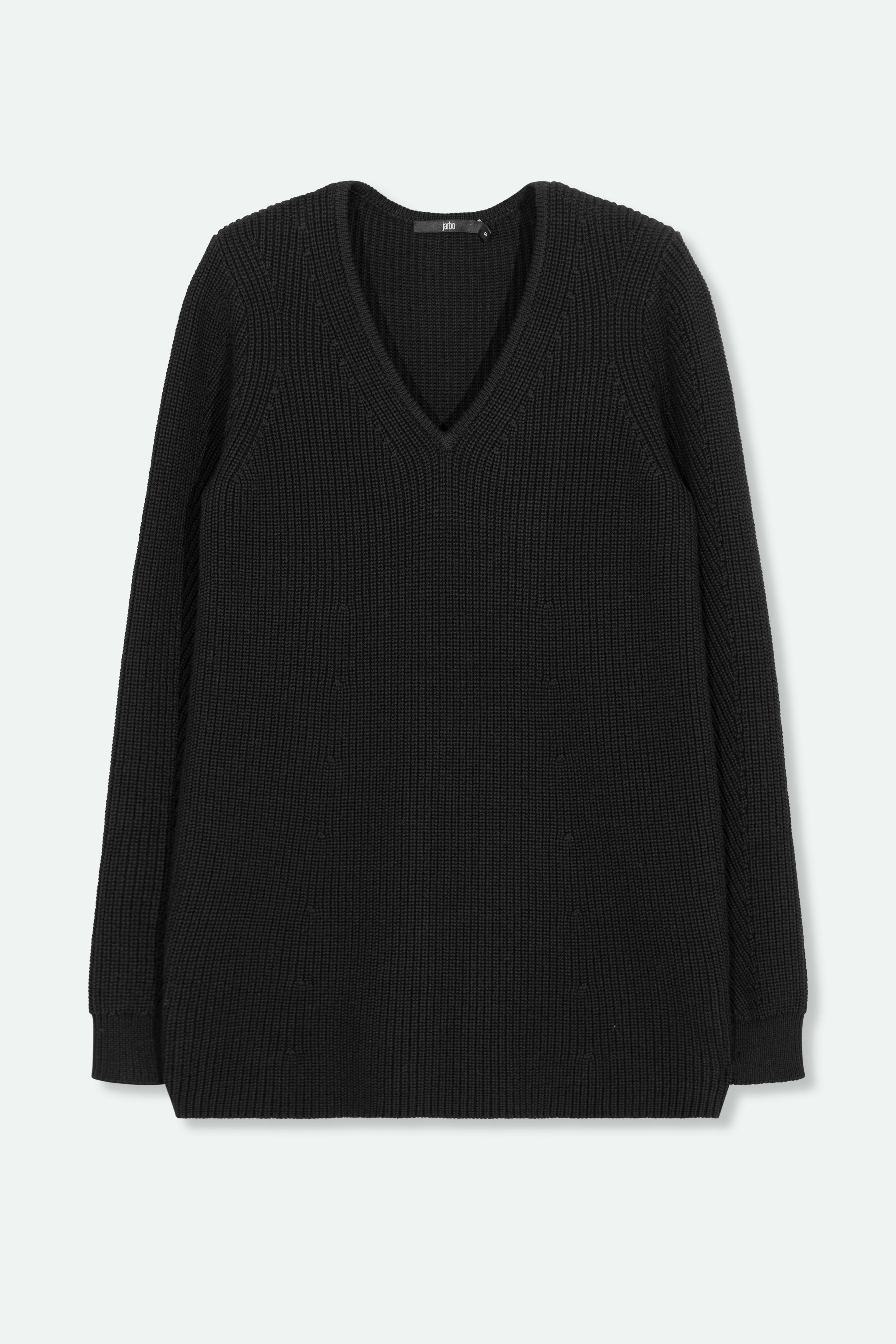 VITTORIA LONGLINE V-NECK IN ITALIAN COTTON KNIT - Jarbo