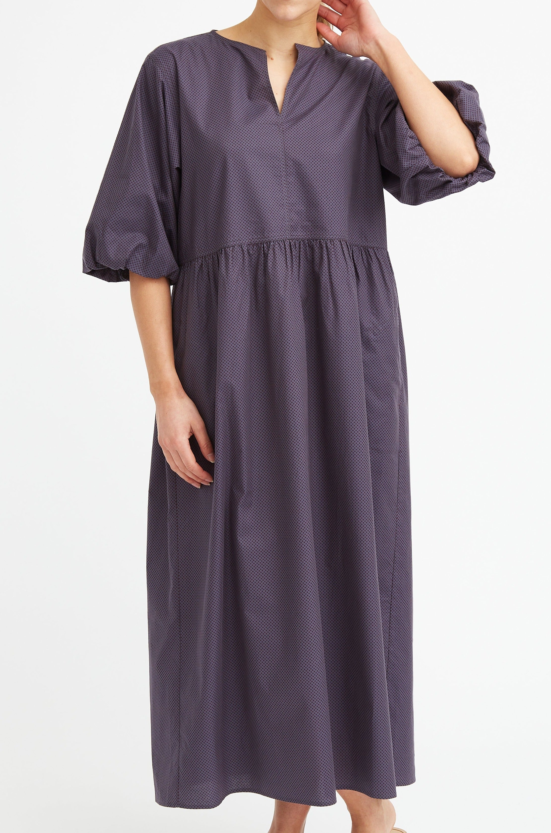 VOLUME SLEEVE ODESSA DRESS IN ITALIAN COTTON POPLIN - Jarbo