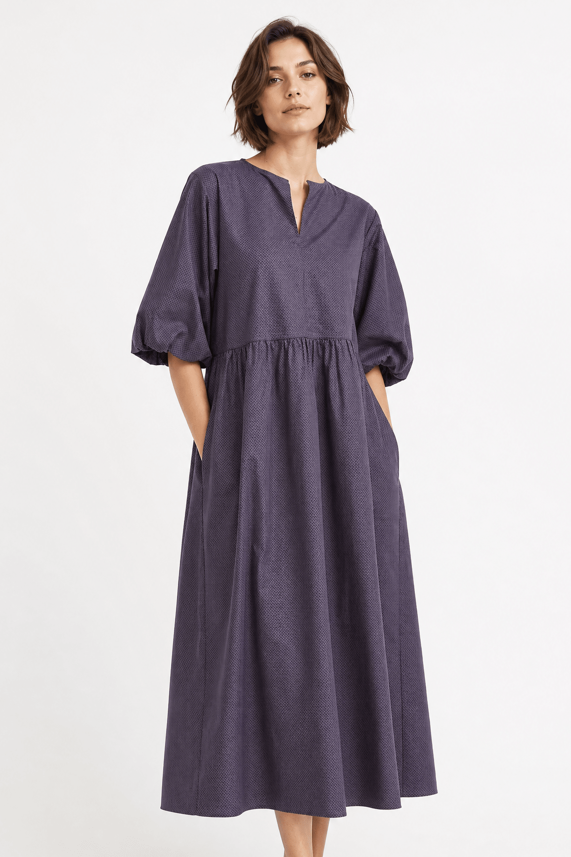 Volume Sleeve Odessa Dress in Italian Cotton Poplin