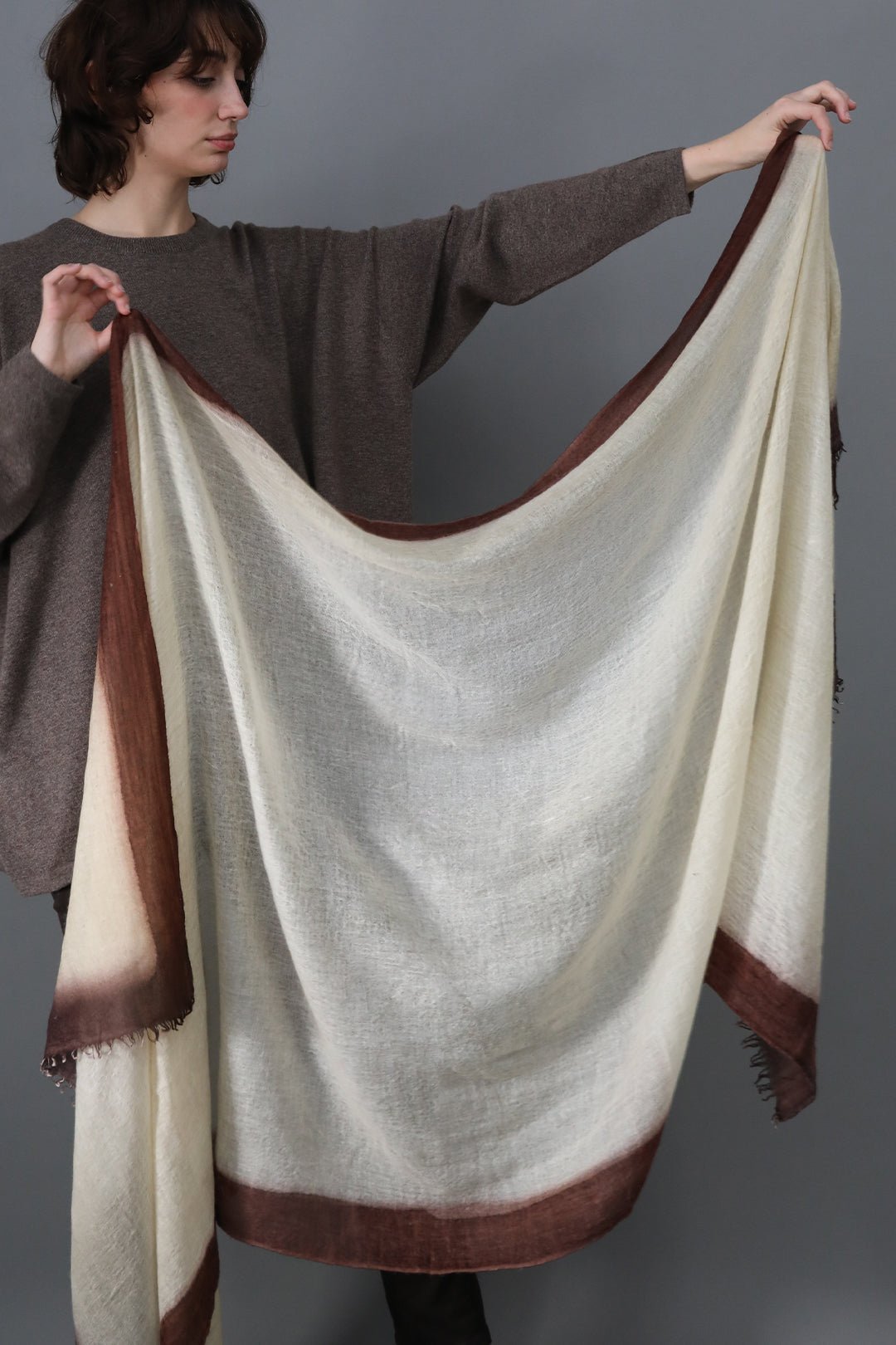 WHEAT BORDER SCARF IN HAND DYED CASHMERE - Jarbo