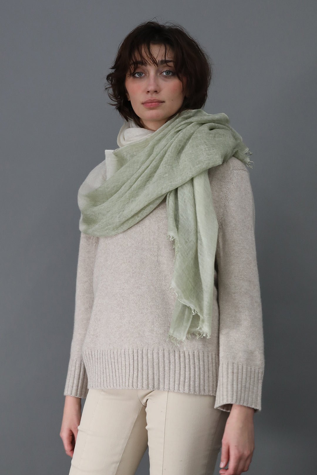 WHEAT HARVEST SCARF IN HAND DYED CASHMERE - Jarbo