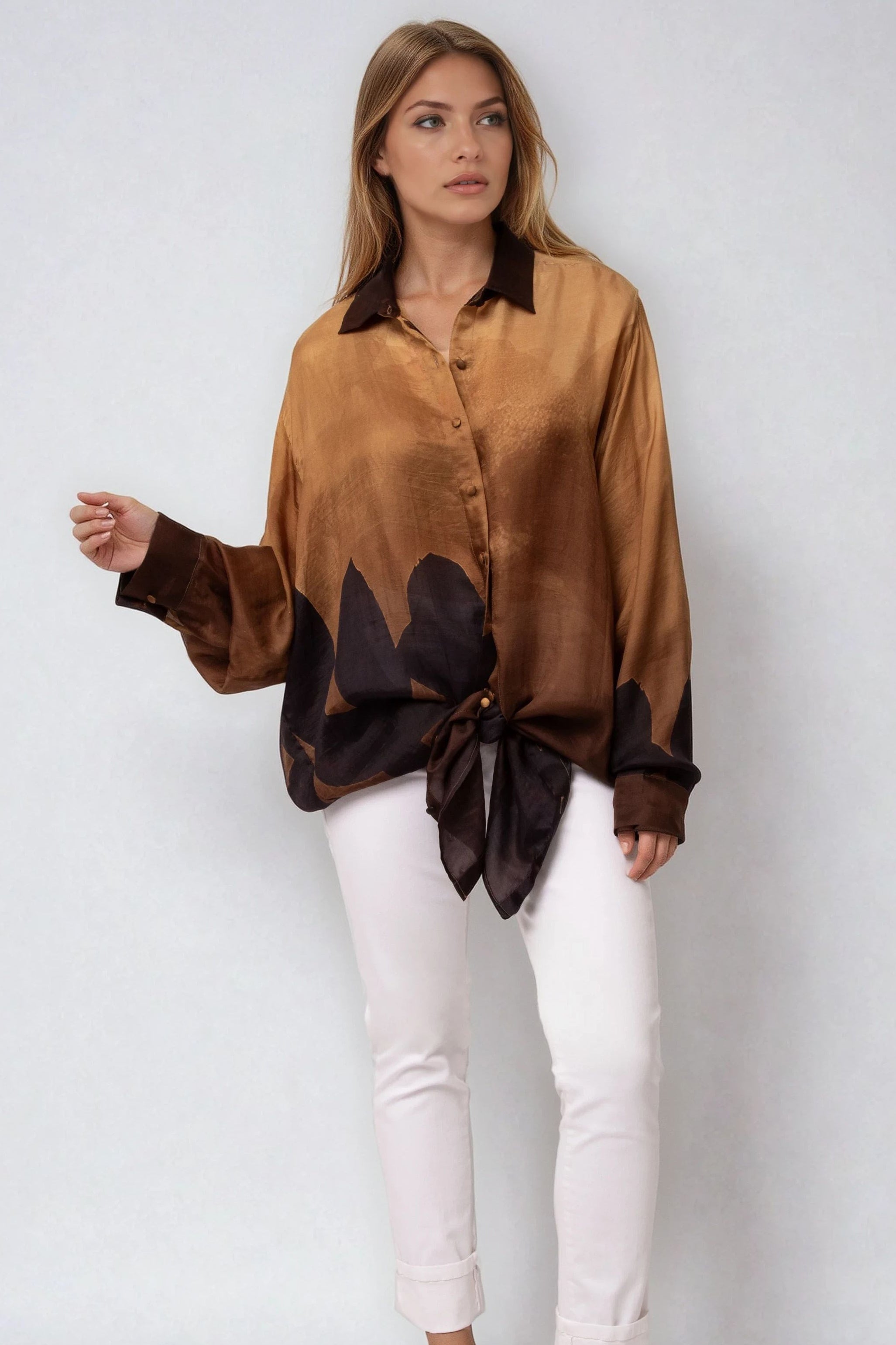 ZURI ONE-SIZE TUNIC IN ITALIAN SILK GOLDEN HOUR - Jarbo