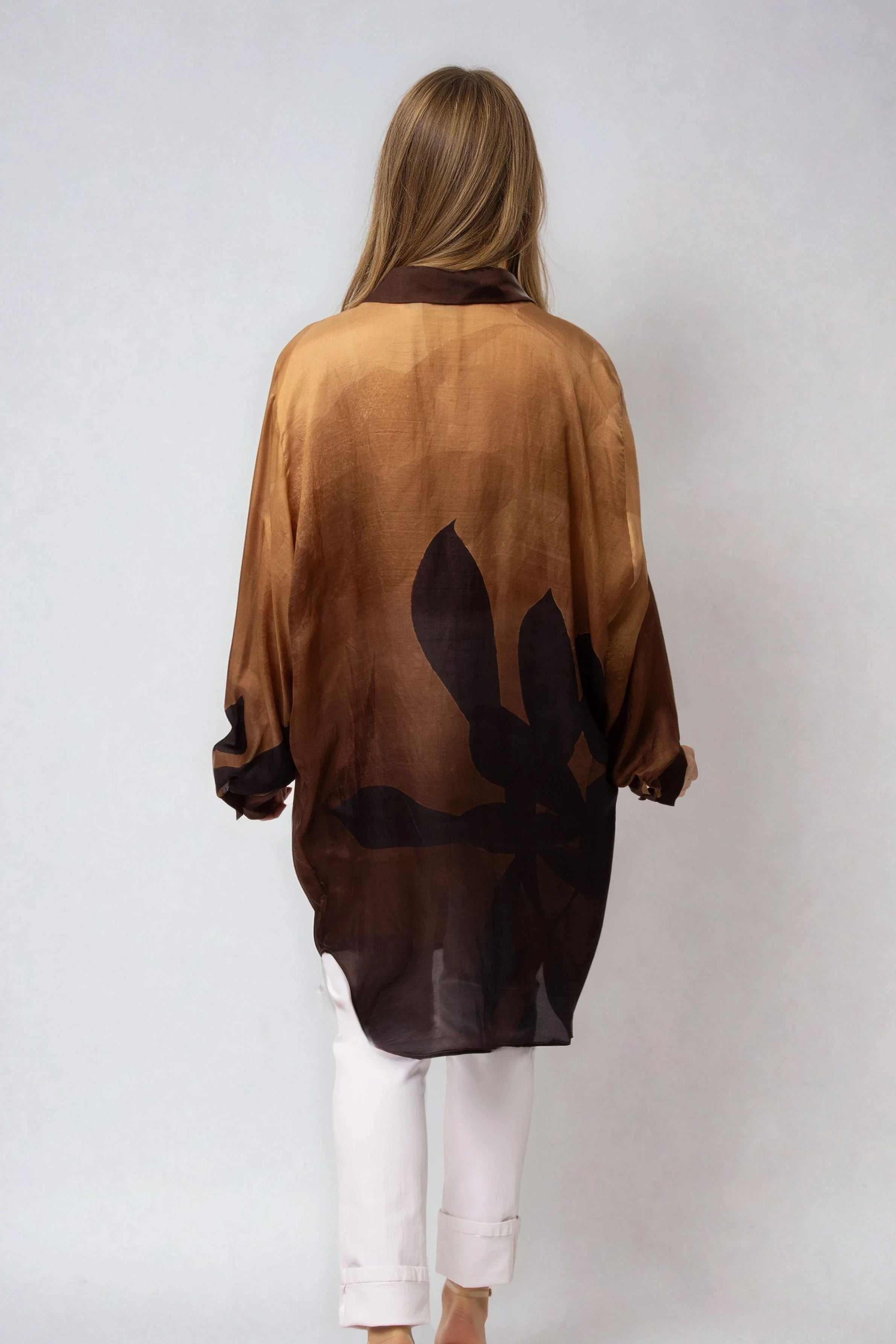 ZURI ONE-SIZE TUNIC IN ITALIAN SILK GOLDEN HOUR - Jarbo