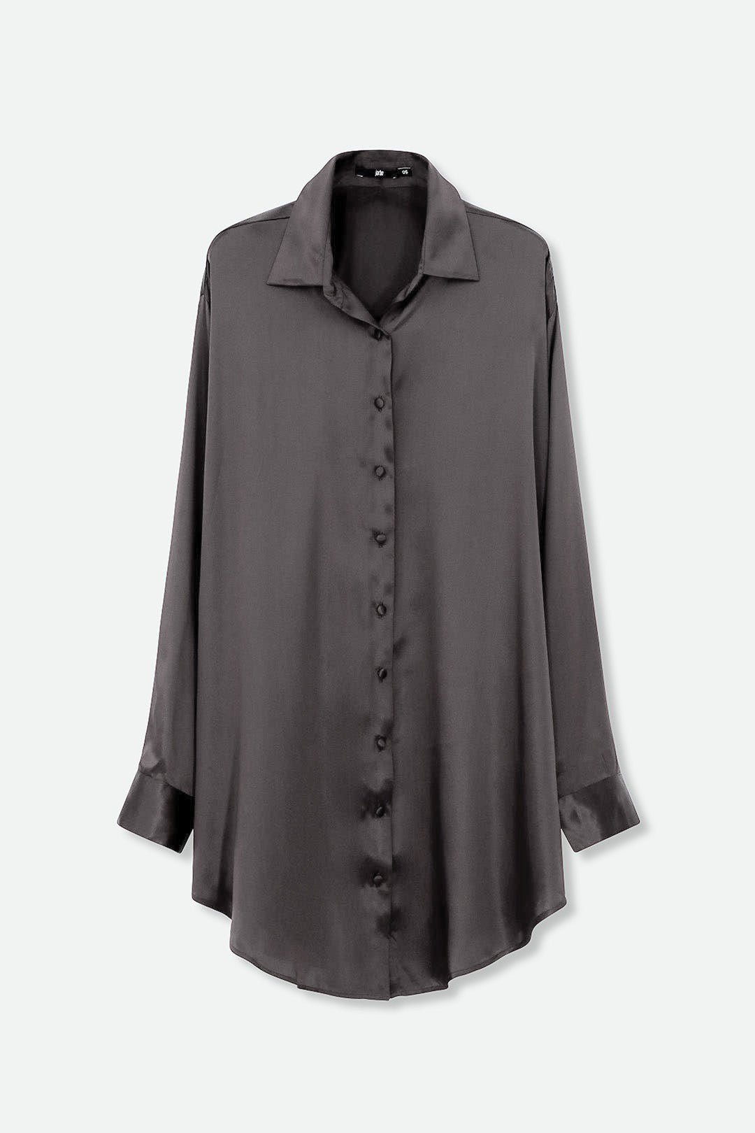 ZURI ONE - SIZE TUNIC IN SILK CHARMEUSE GUNMETAL - Jarbo