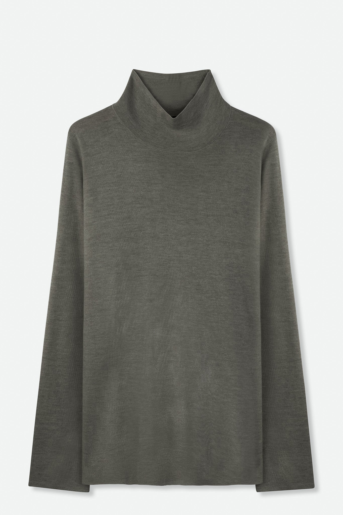 MEGHAN HIGH NECK A-LINE IN SUPER FINE MERINO MELANGE IDER
