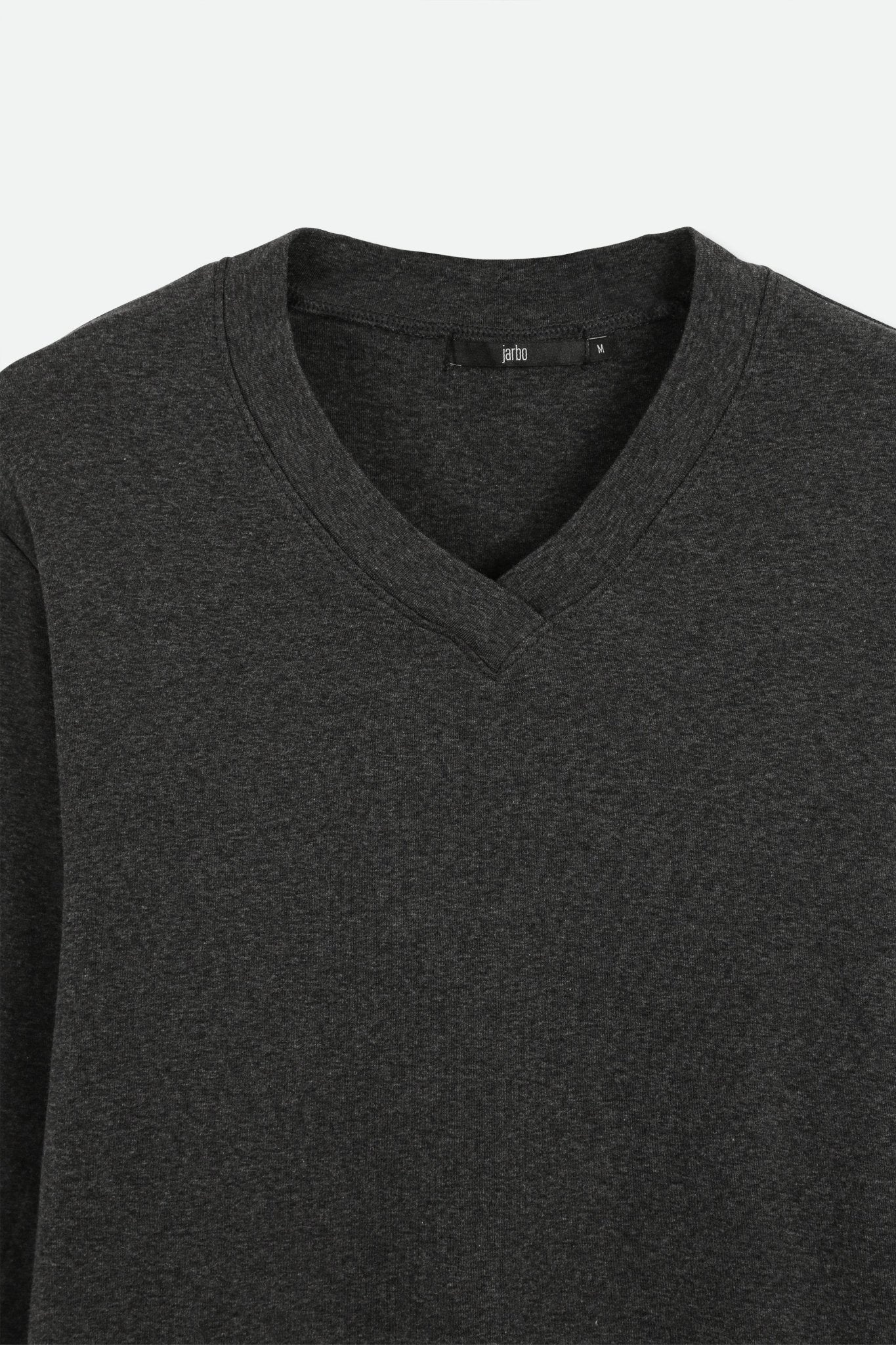 A LINE V NECK IN PIMA COTTON HEATHER CHARCOAL - Jarbo