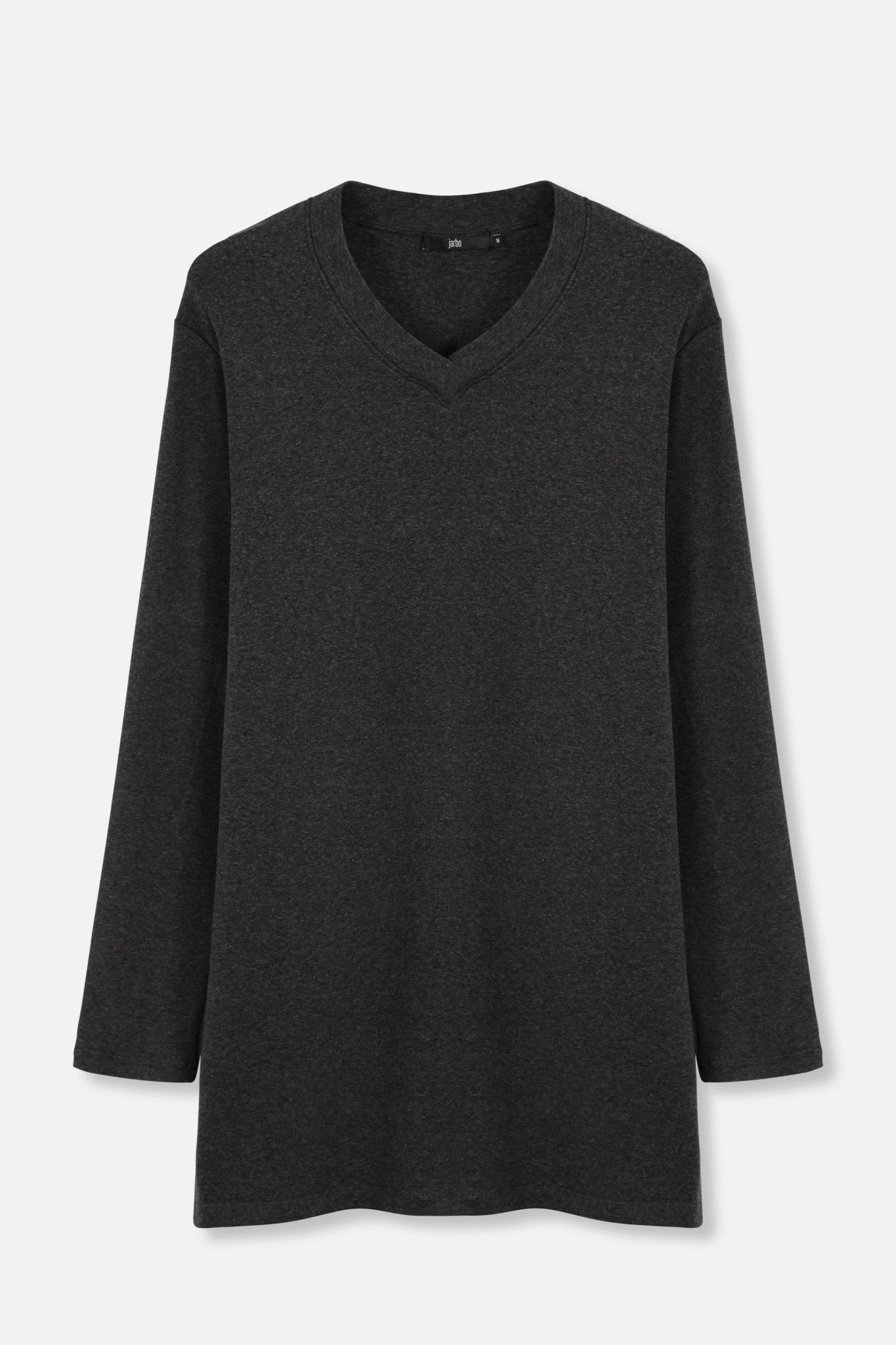 A LINE V NECK IN PIMA COTTON HEATHER CHARCOAL - Jarbo