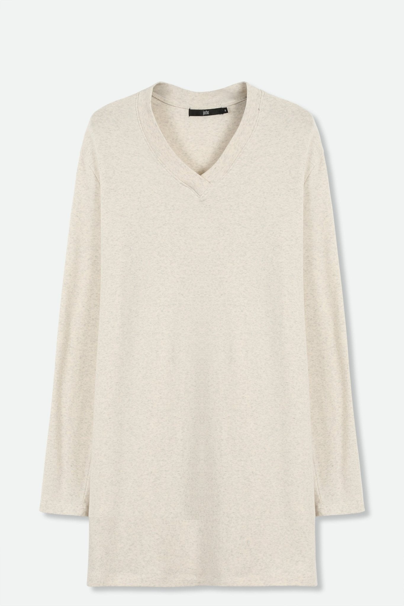 A LINE V NECK IN PIMA COTTON HEATHER PEARL GREY - Jarbo