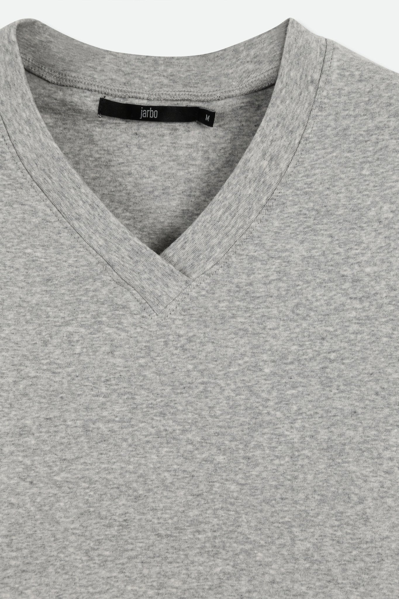 A LINE V NECK IN PIMA COTTON MEDIUM HEATHER GREY - Jarbo