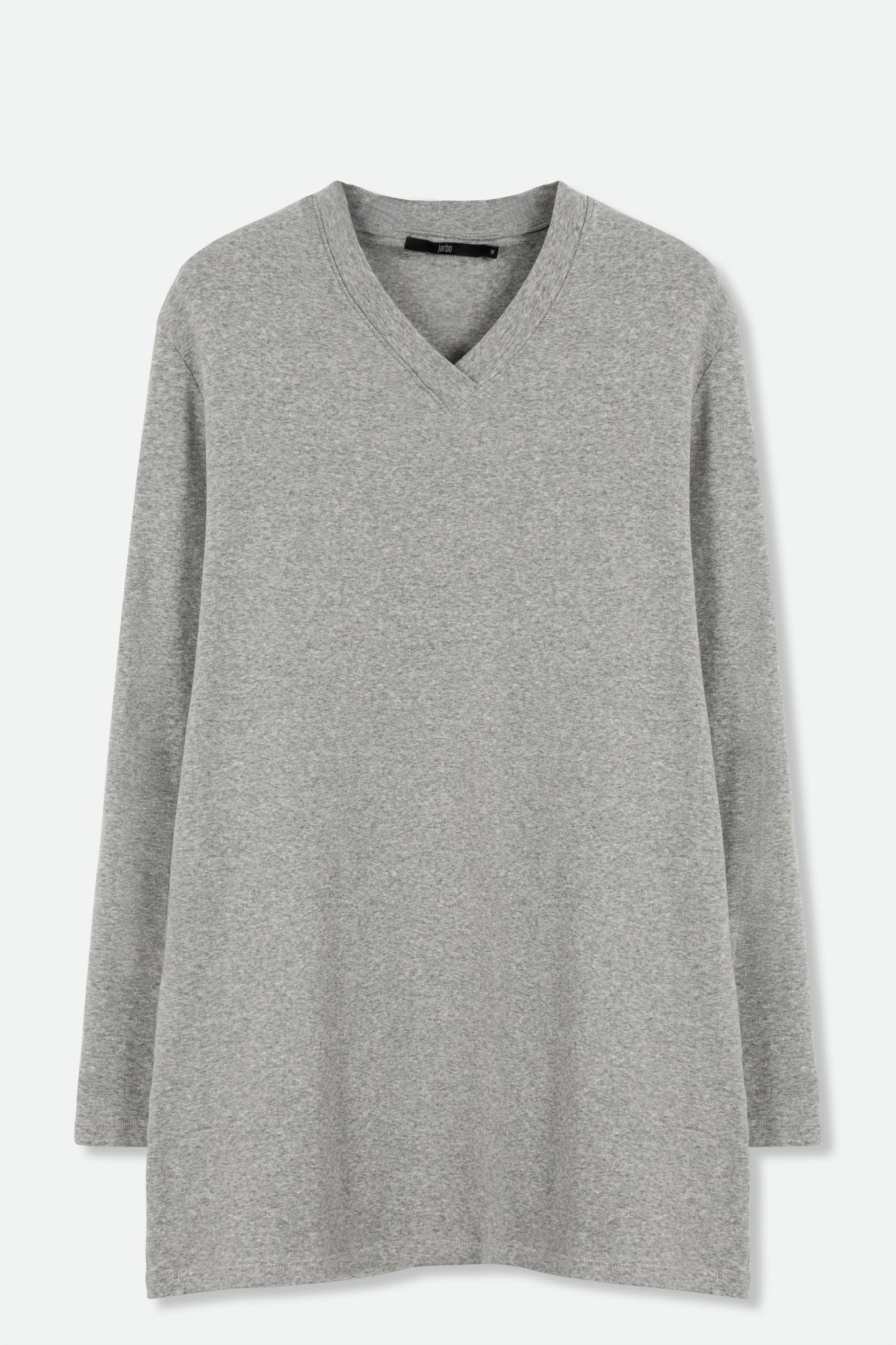 A LINE V NECK IN PIMA COTTON MEDIUM HEATHER GREY - Jarbo