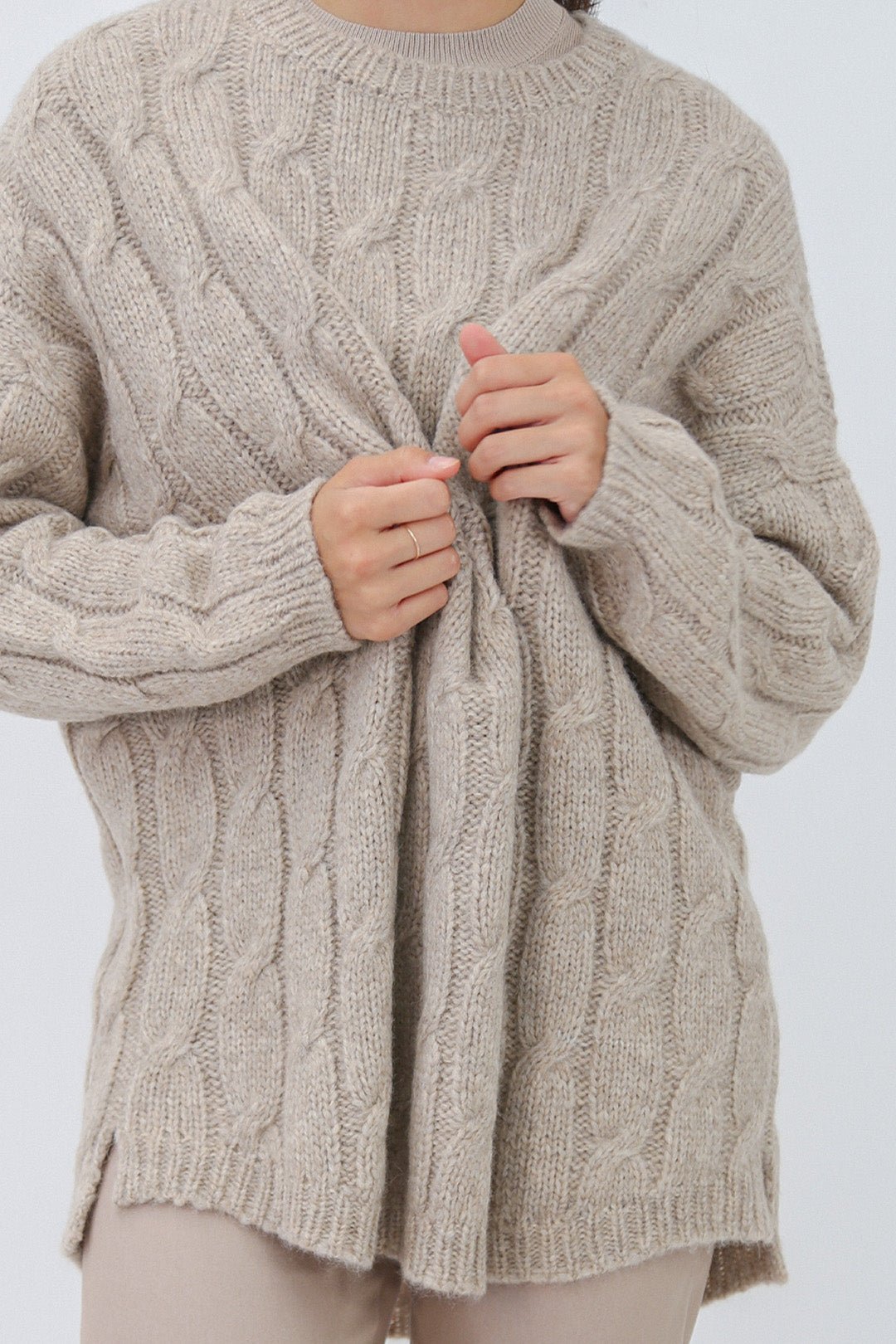 ABRAZO PULLOVER CABLE CREW IN BABY ALPACA AND FINE MERINO BLEND - Jarbo