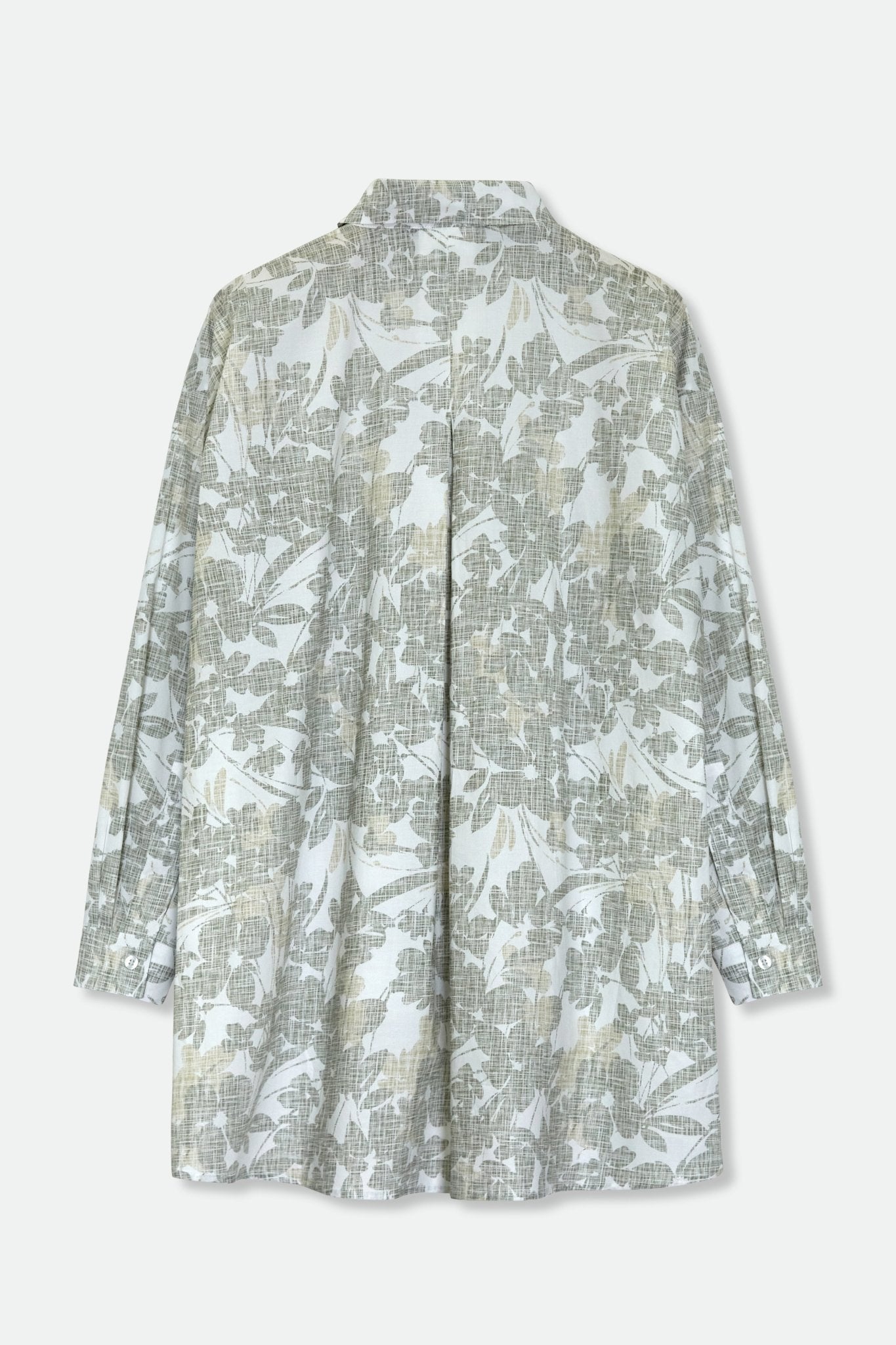 ADDIE SHIRT IN PRINTED ITALIAN COTTON GREY FLORAL - Jarbo