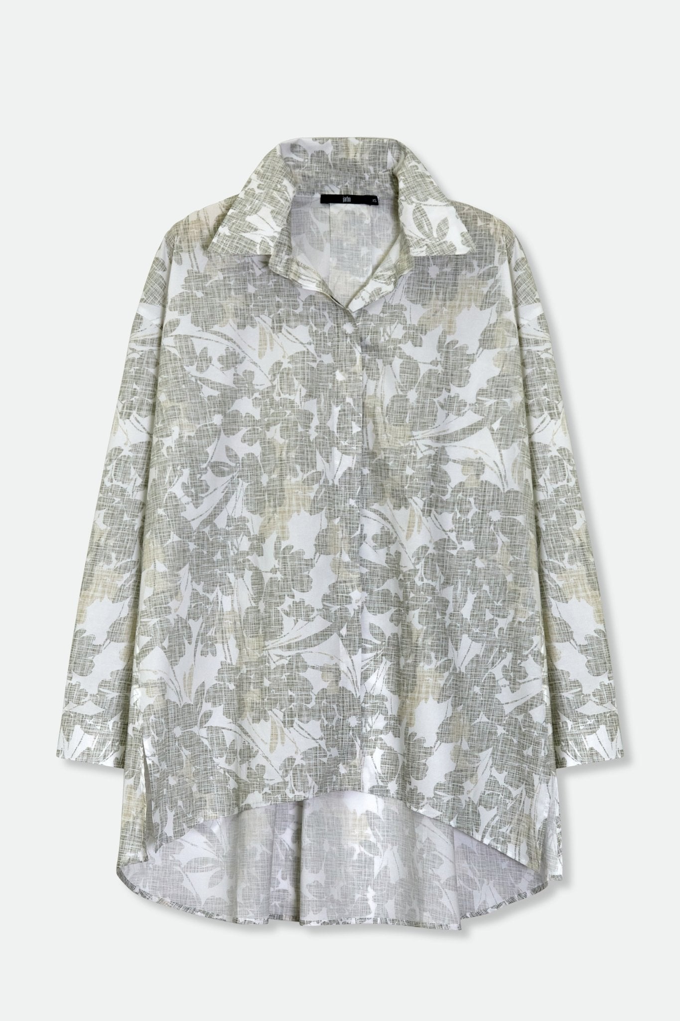 ADDIE SHIRT IN PRINTED ITALIAN COTTON GREY FLORAL - Jarbo