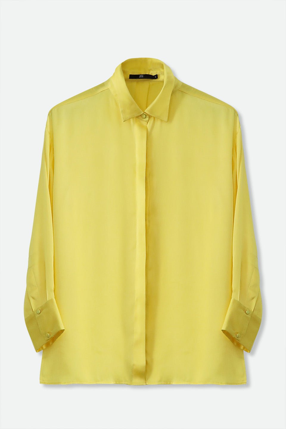 long sleeve yellow silk shirt dress Yellow / s