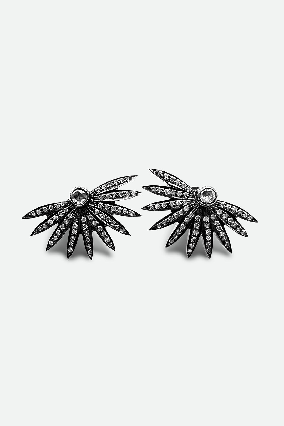 Art Deco Large Diamond Fan Earrings - Jarbo