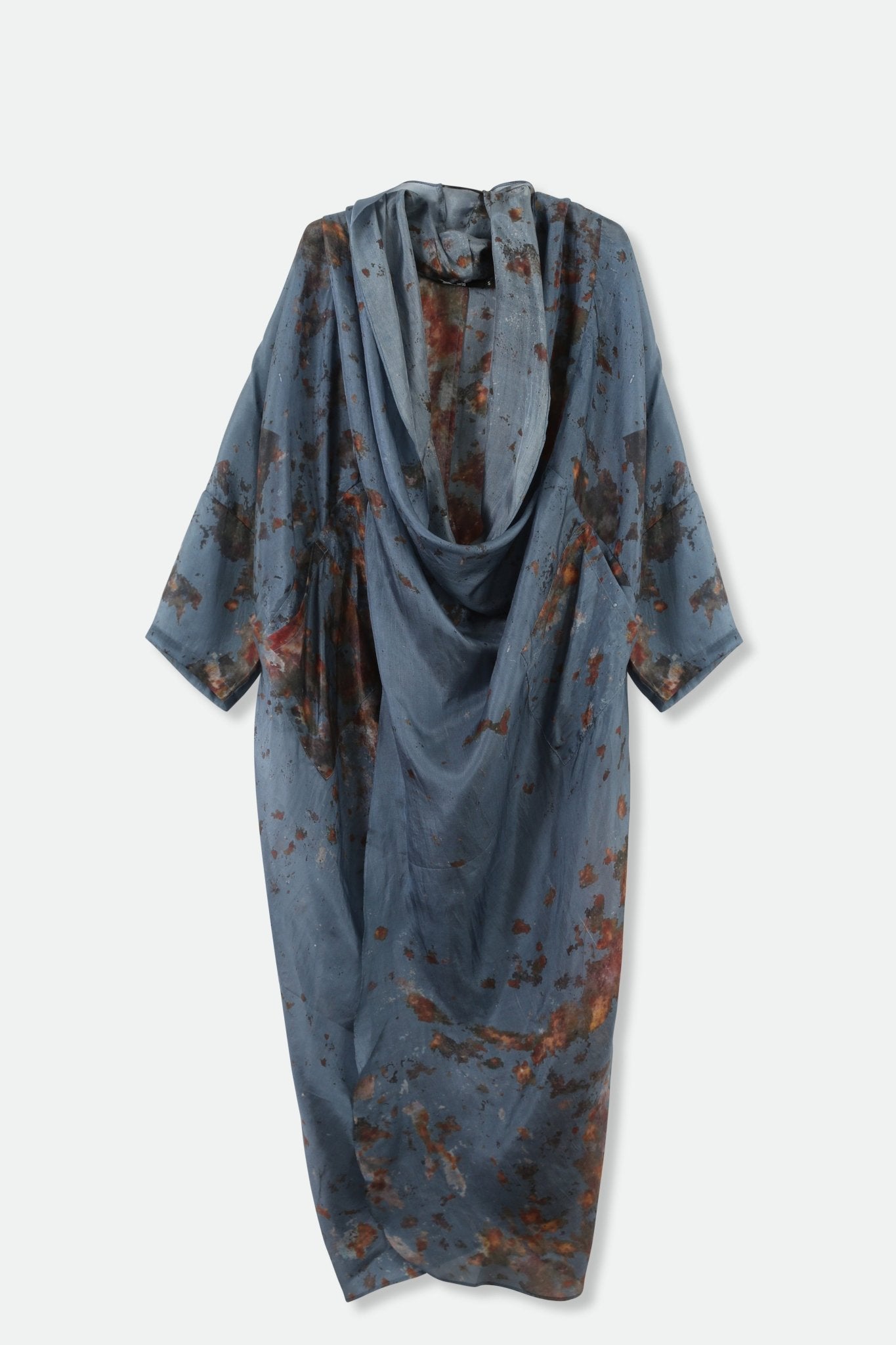 ATHENA CAPE WRAP IN PRINTED SILK MARBLED EARTH - Jarbo