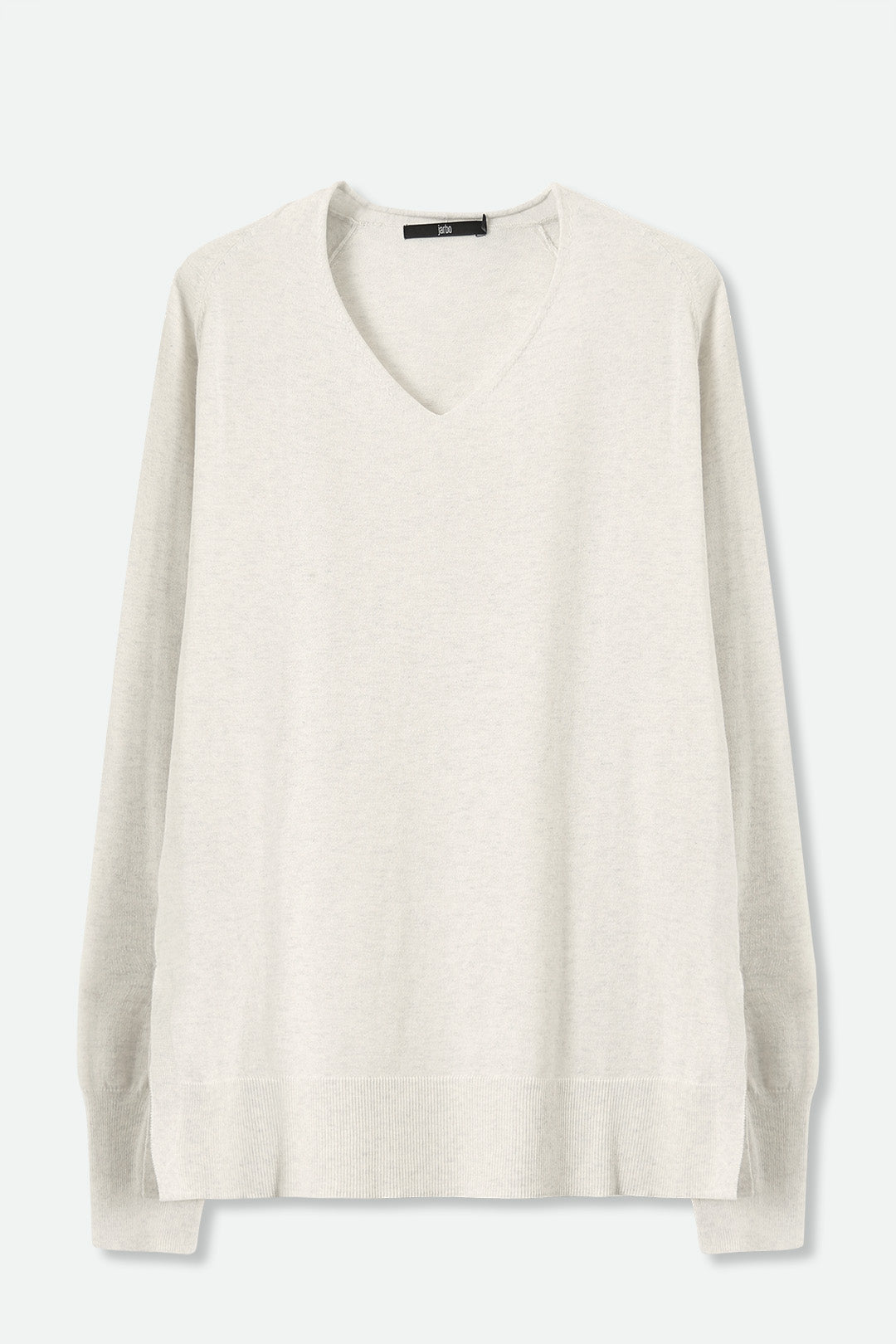 AVERY V NECK TUNIC IN DOUBLE KNIT PIMA COTTON IN HEATHER PEARL GREY - Jarbo