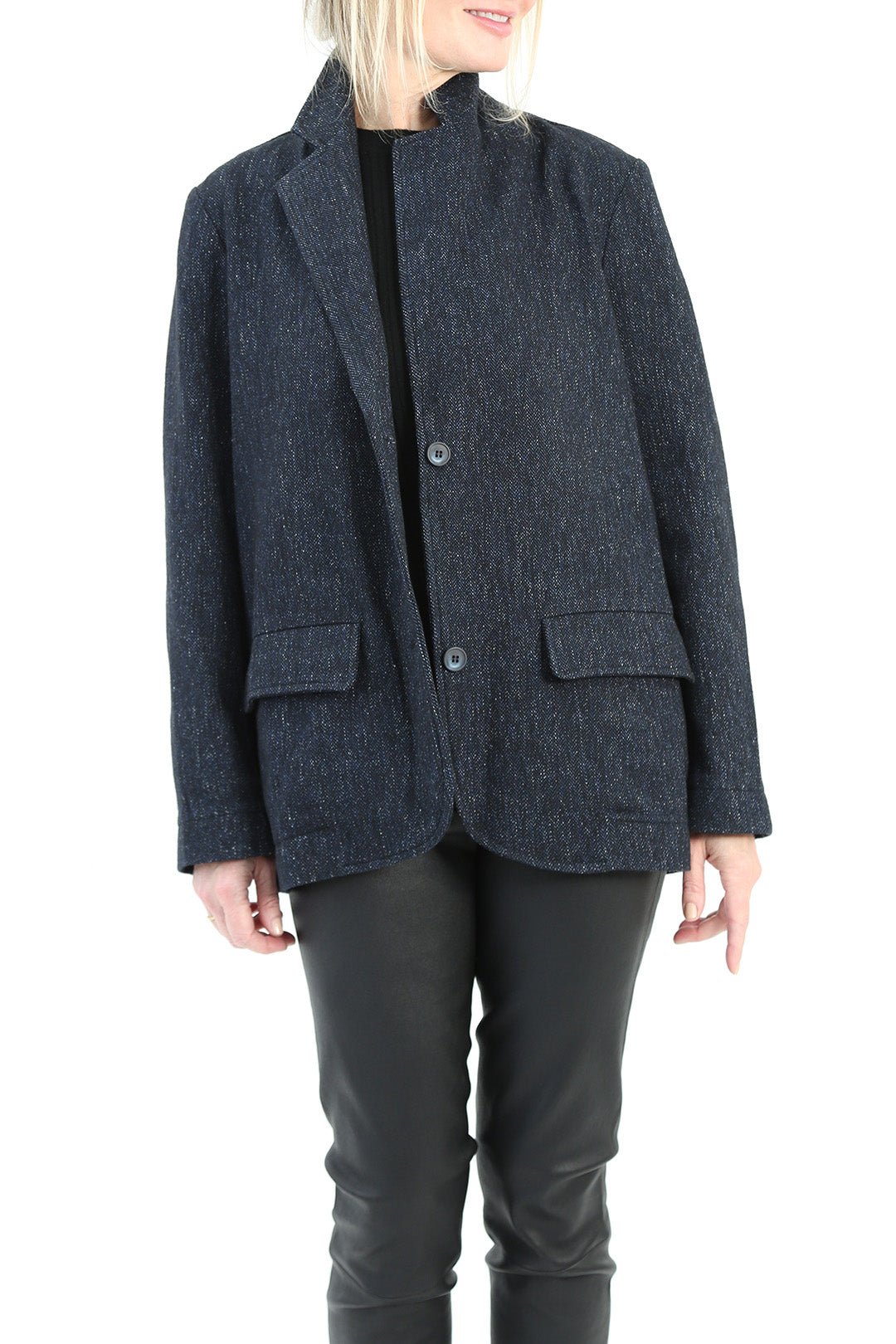 BACCIO ITALIAN WOOL BLAZER IN DARK BLUE MELANGE - Jarbo