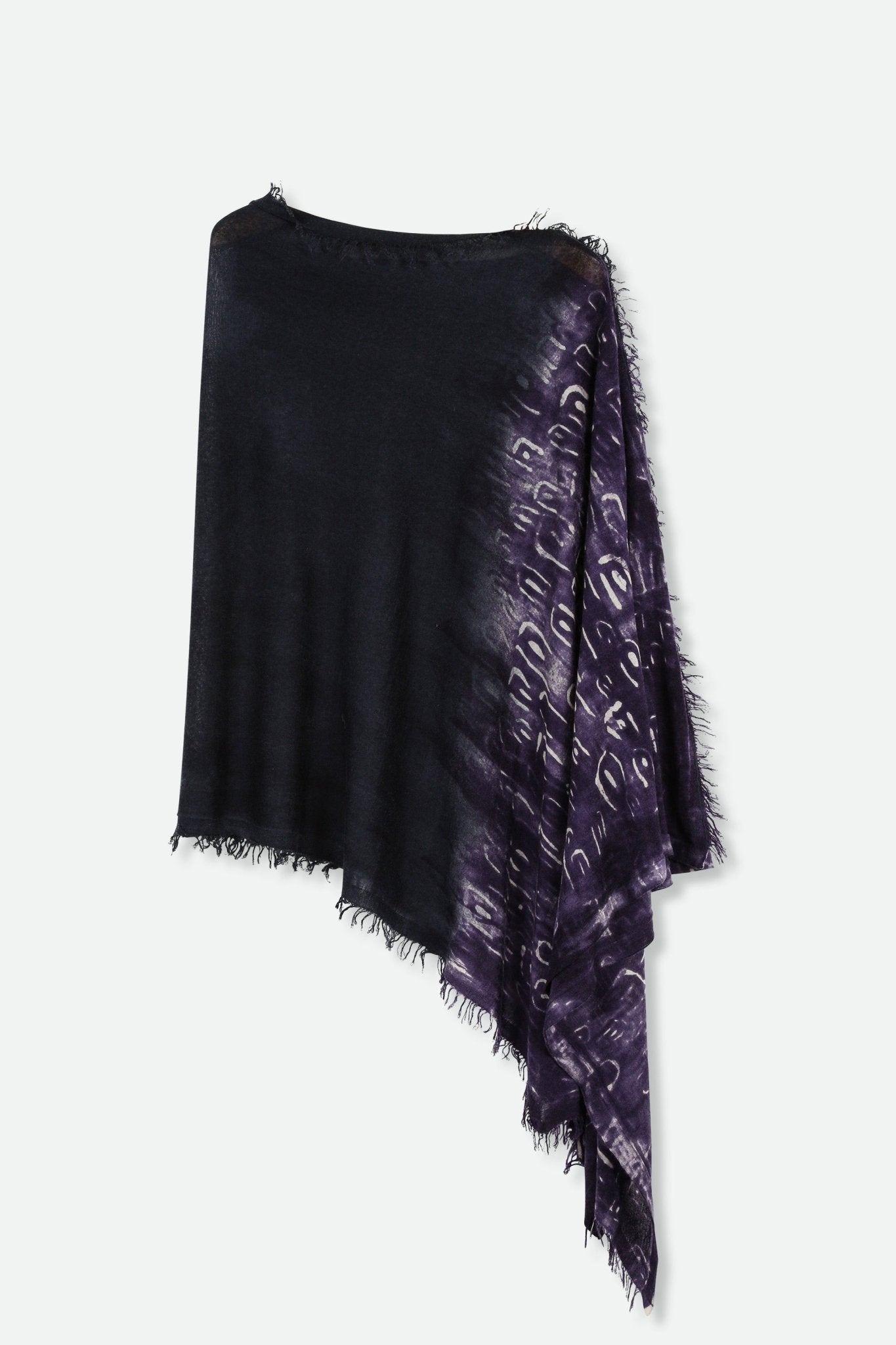 BALI IN HAND DYED CARRIAGI CASHMERE FRINGE ROYAL INDIGO VIOLET - Jarbo