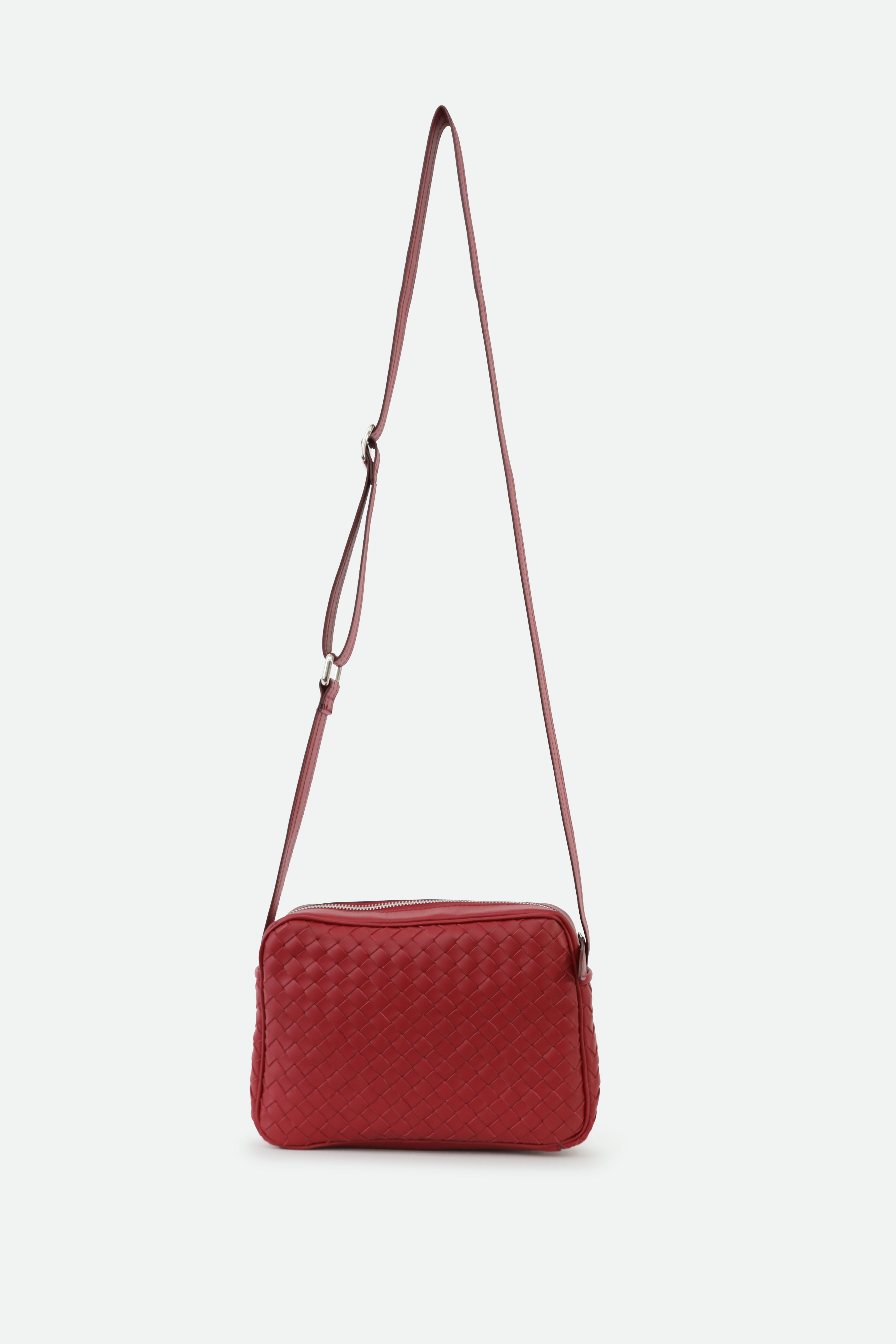 BARI WOVEN BAG IN ITALIAN LEATHER RED - Jarbo