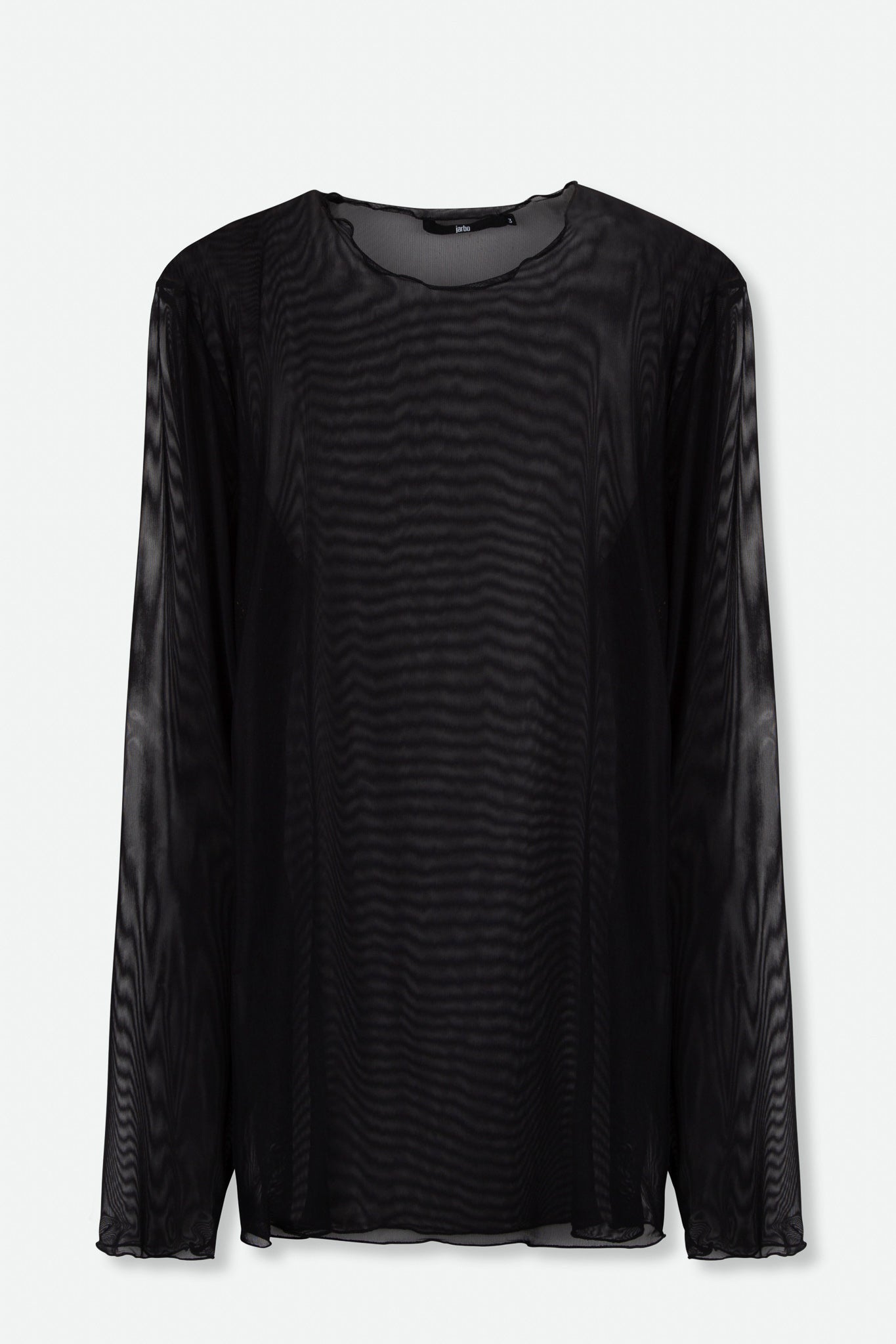 BLACK MESH LONG SLEEVE HIGH CREWNECK - Jarbo