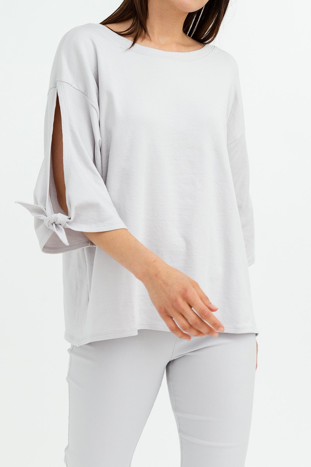 BOATNECK TIE-SLEEVE TOP IN PIMA COTTON STRETCH - Jarbo