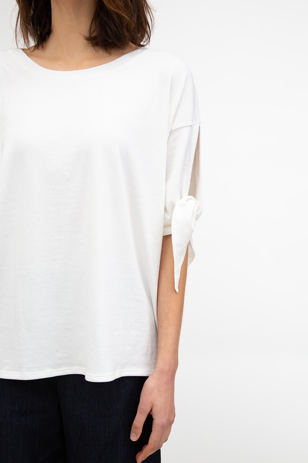 BOATNECK TIE-SLEEVE TOP IN PIMA COTTON STRETCH - Jarbo