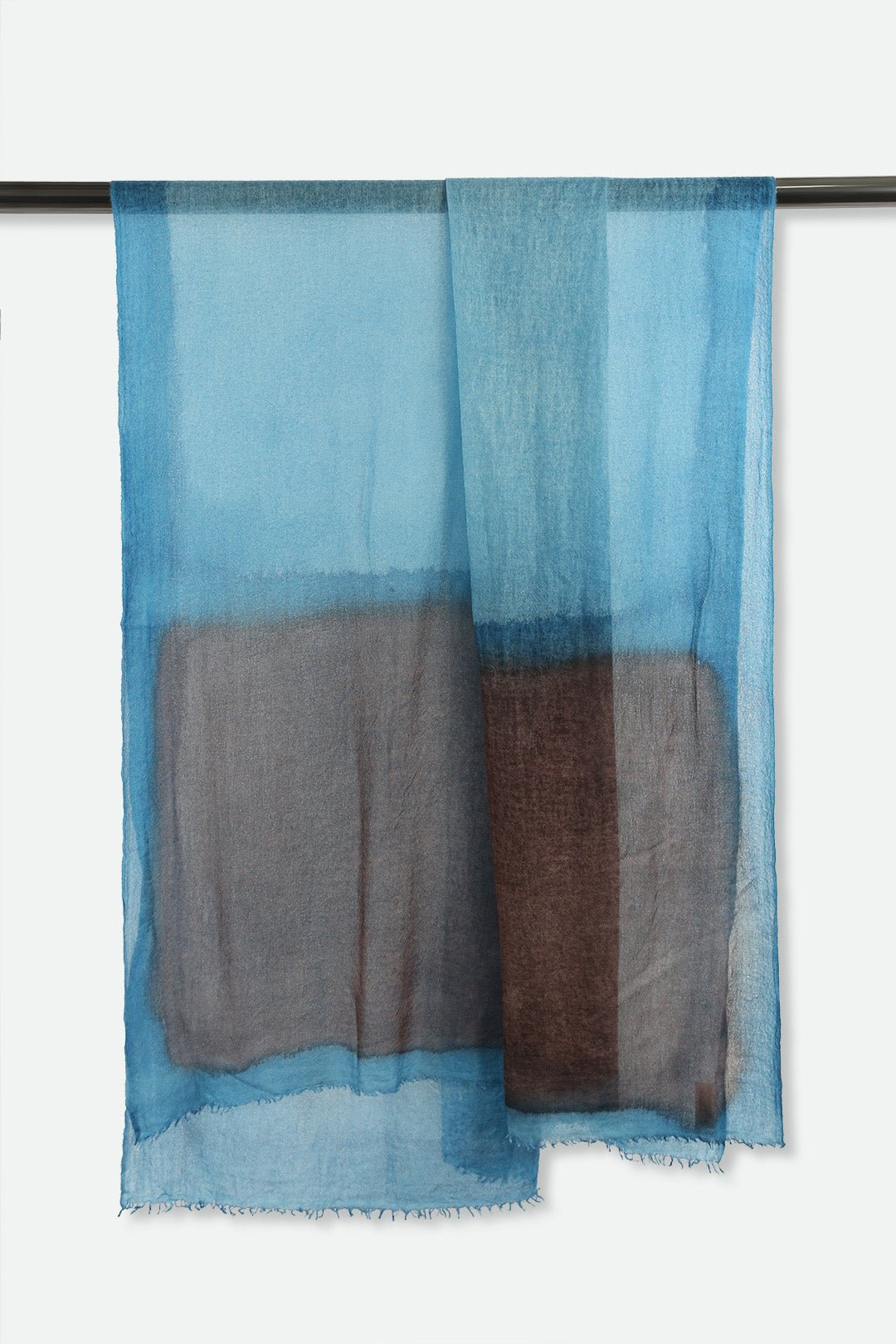 BORDERED EARTH SCARF IN HAND DYED CASHMERE - Jarbo