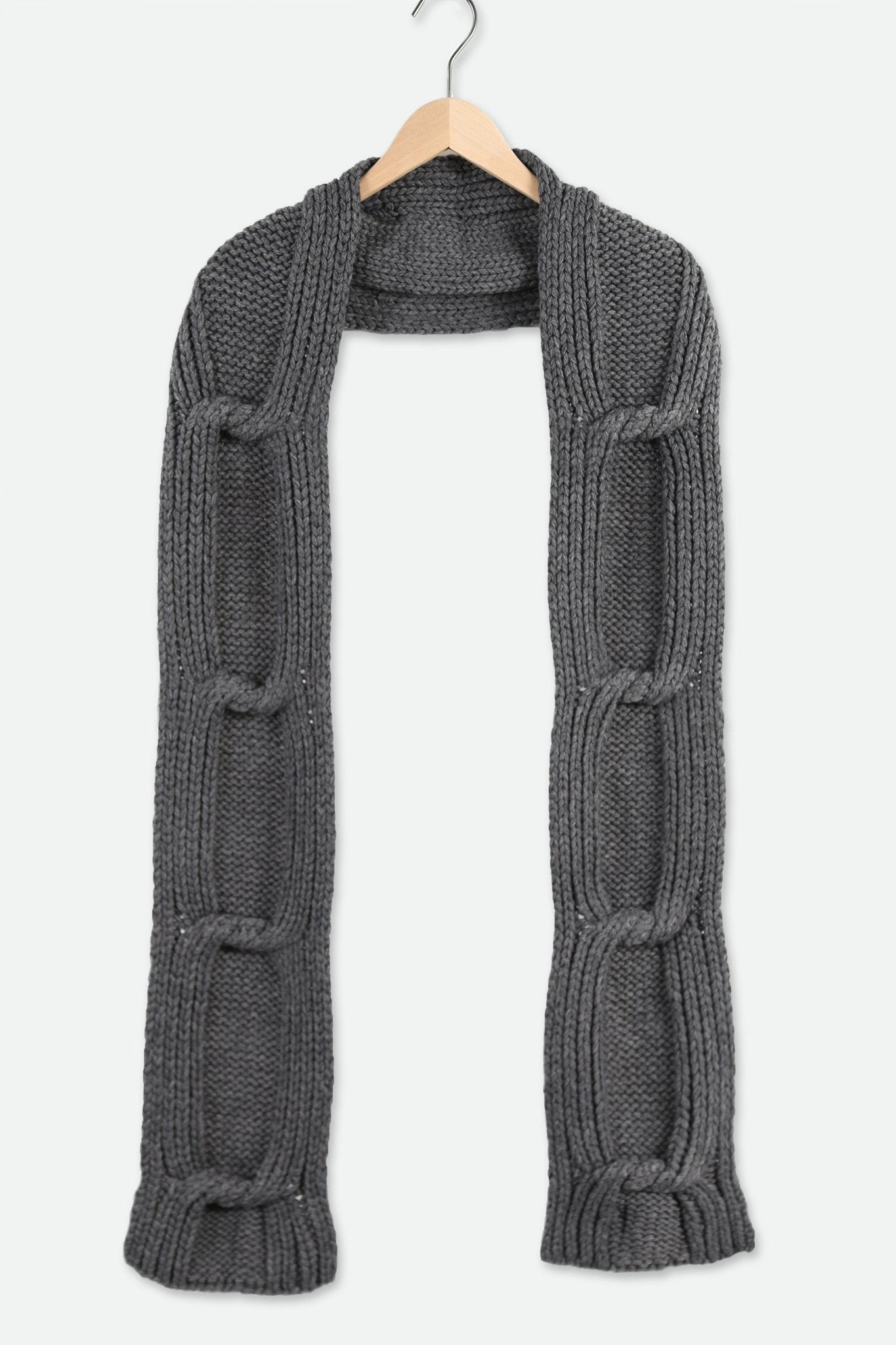 CABLE KNIT SCARF IN CHARCOAL GREY - Jarbo