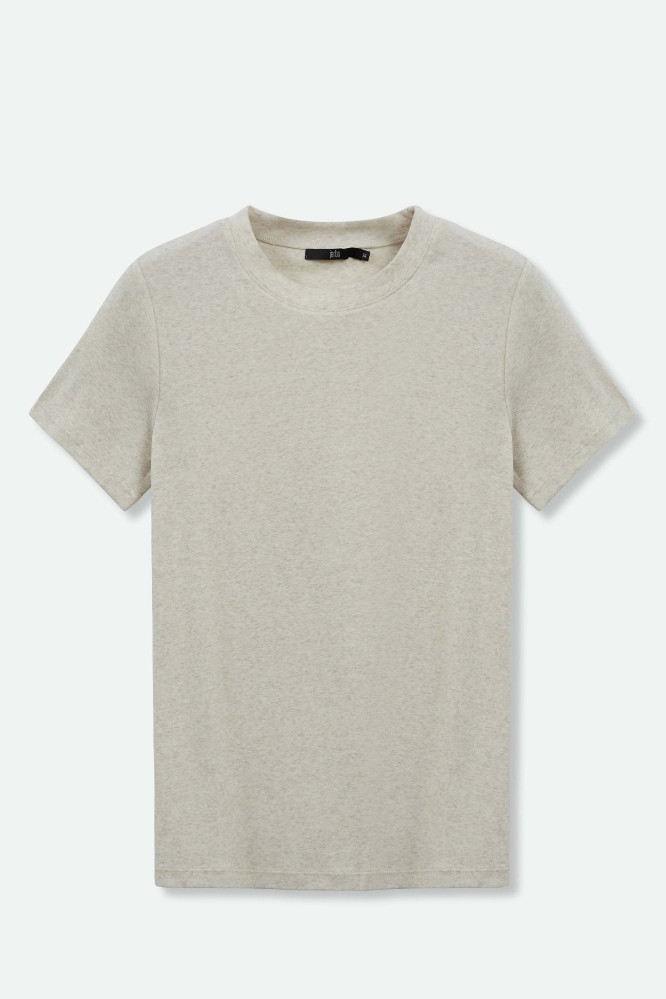 CAP SLEEVE CREW IN HEATHERED PIMA COTTON IN OAT BEIGE - Jarbo