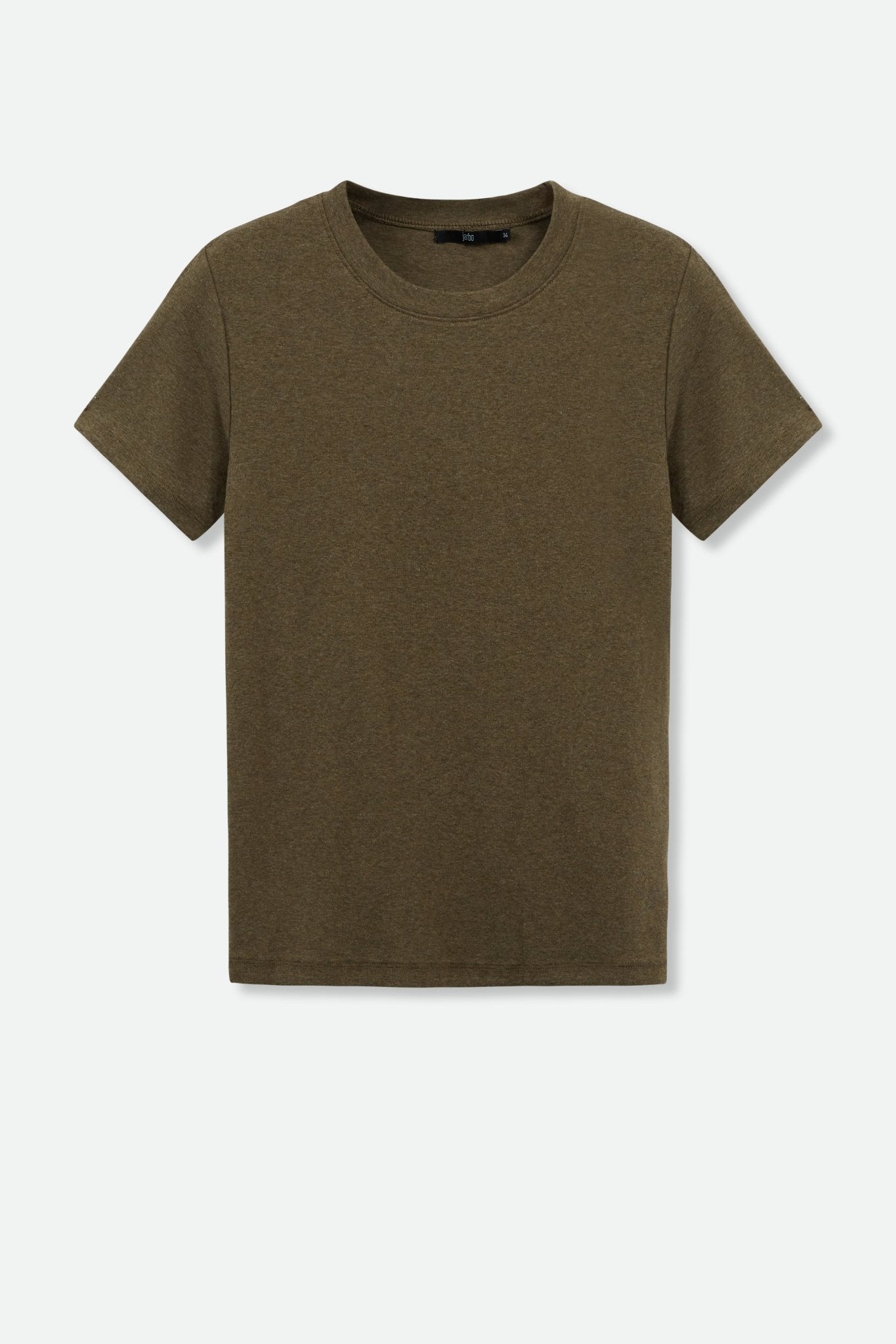 CAP SLEEVE CREW IN HEATHERED PIMA COTTON IN OLIVE - Jarbo